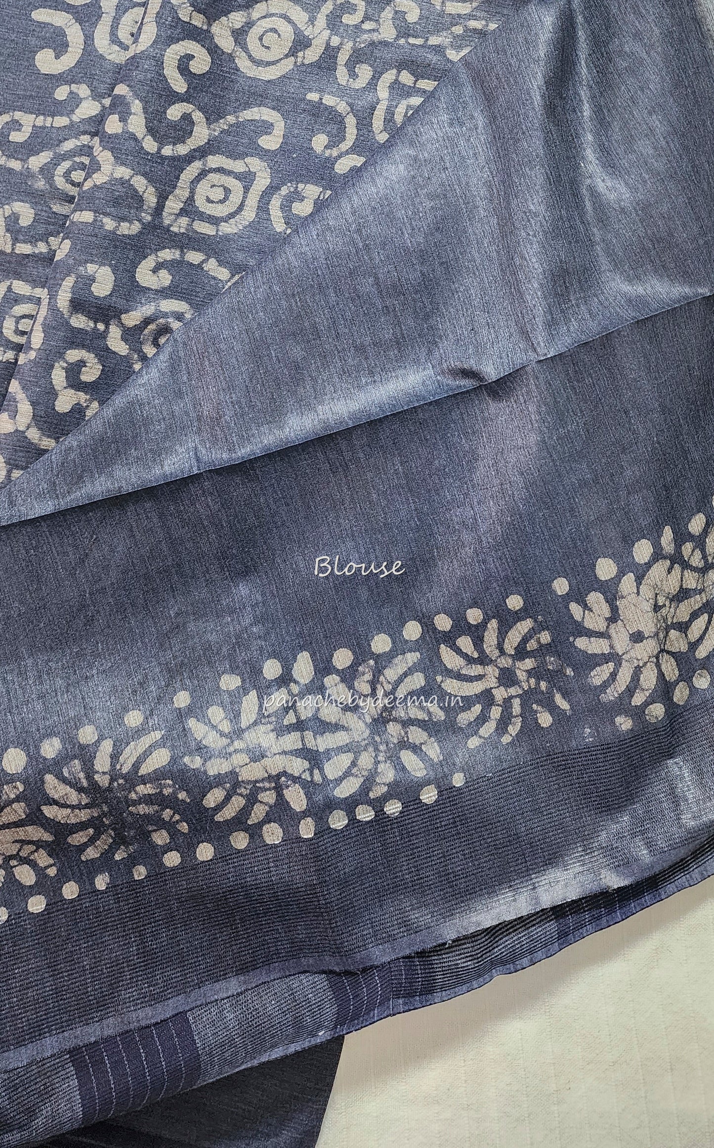 Semi tussar saree with Batik design | Blue |BT3