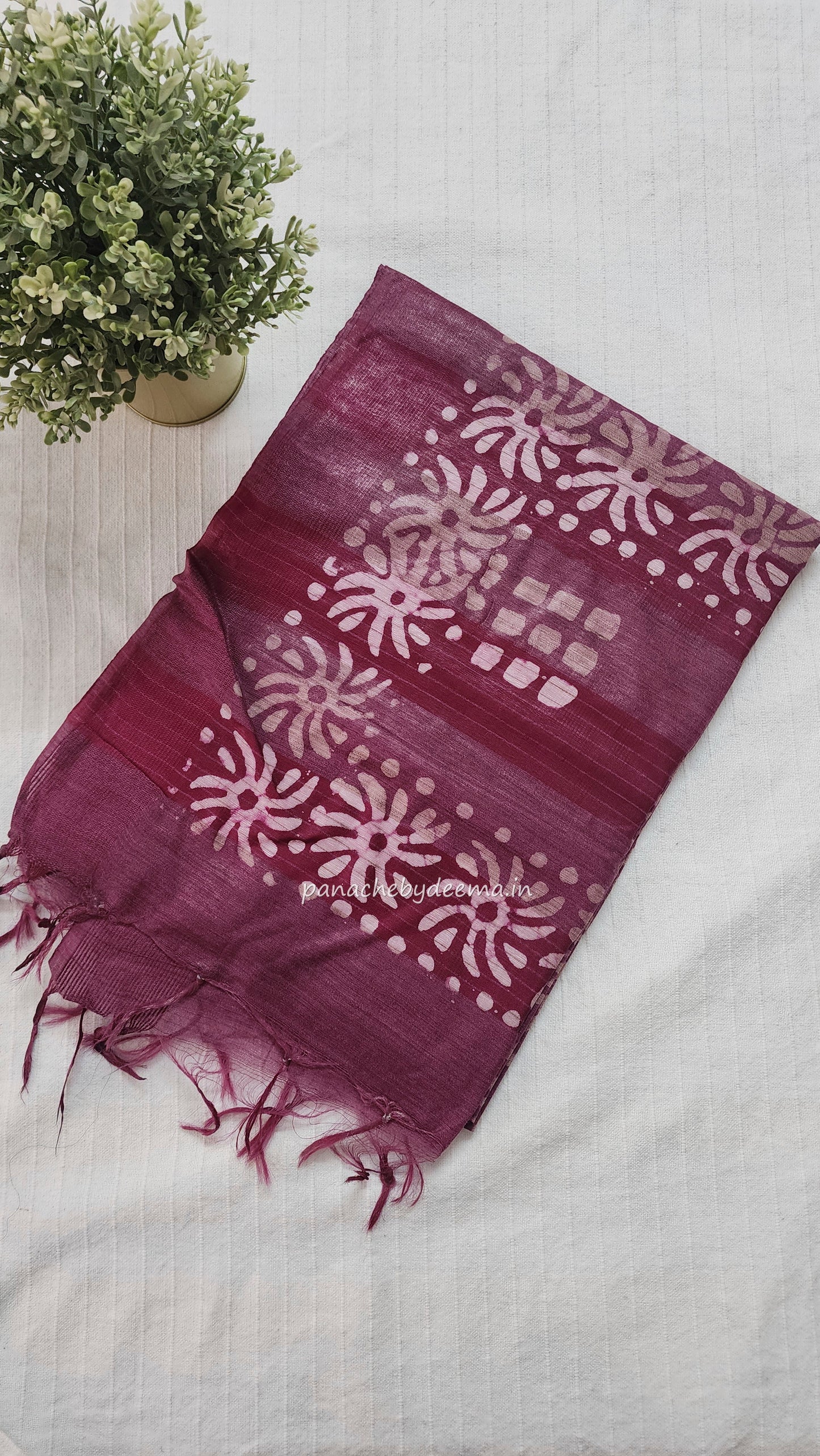 Semi tussar saree with Batik design | Pink |BT2