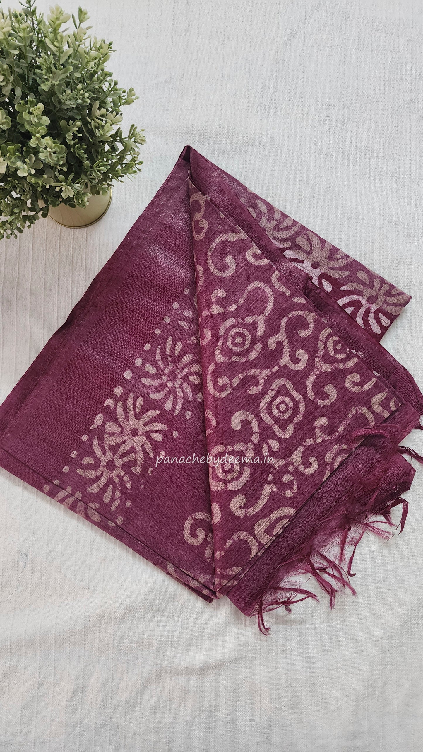 Semi tussar saree with Batik design | Pink |BT2