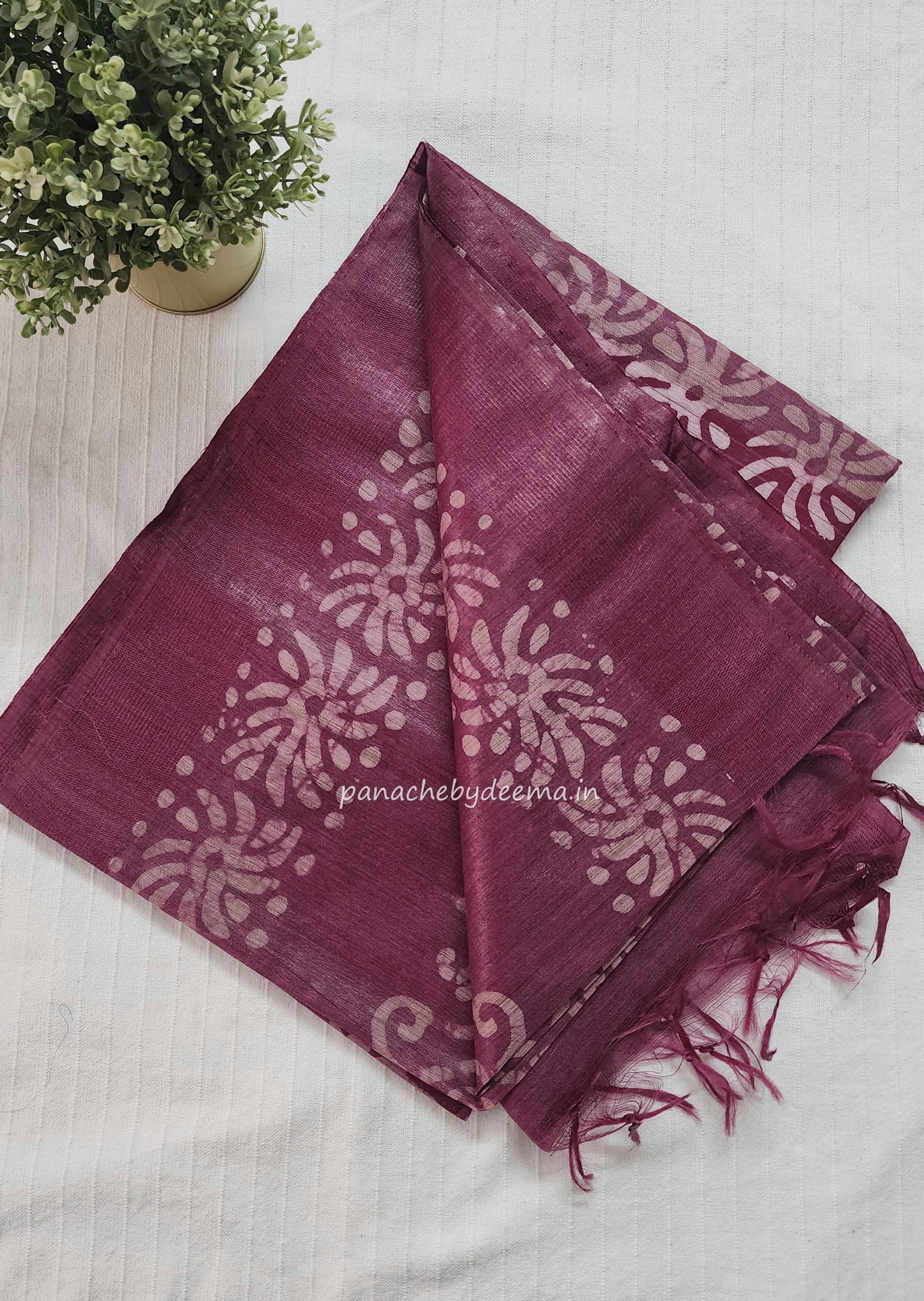Semi tussar saree with Batik design | Pink |BT2