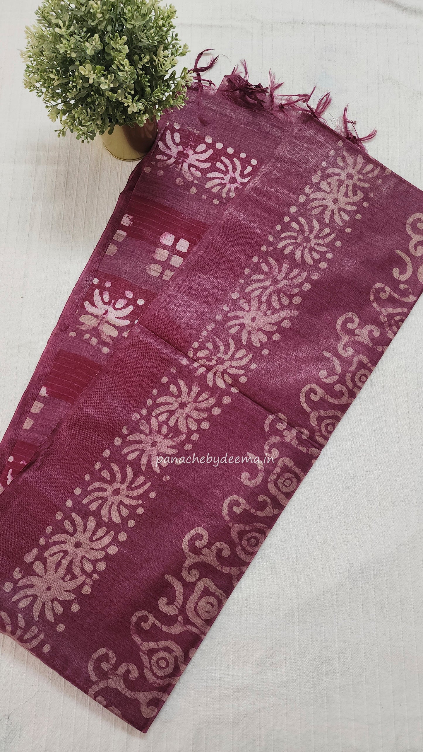 Semi tussar saree with Batik design | Pink |BT2