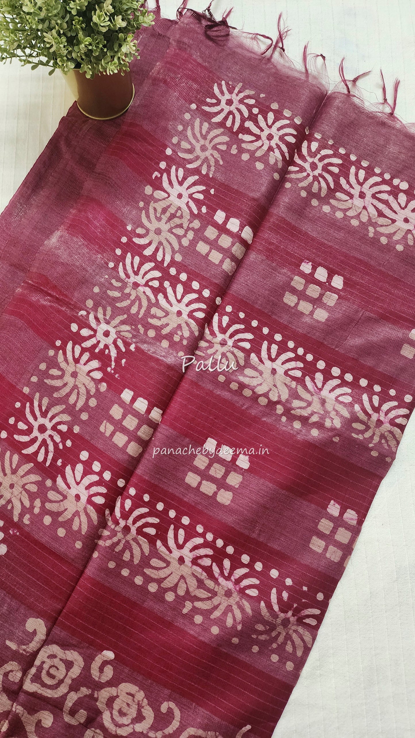 Semi tussar saree with Batik design | Pink |BT2