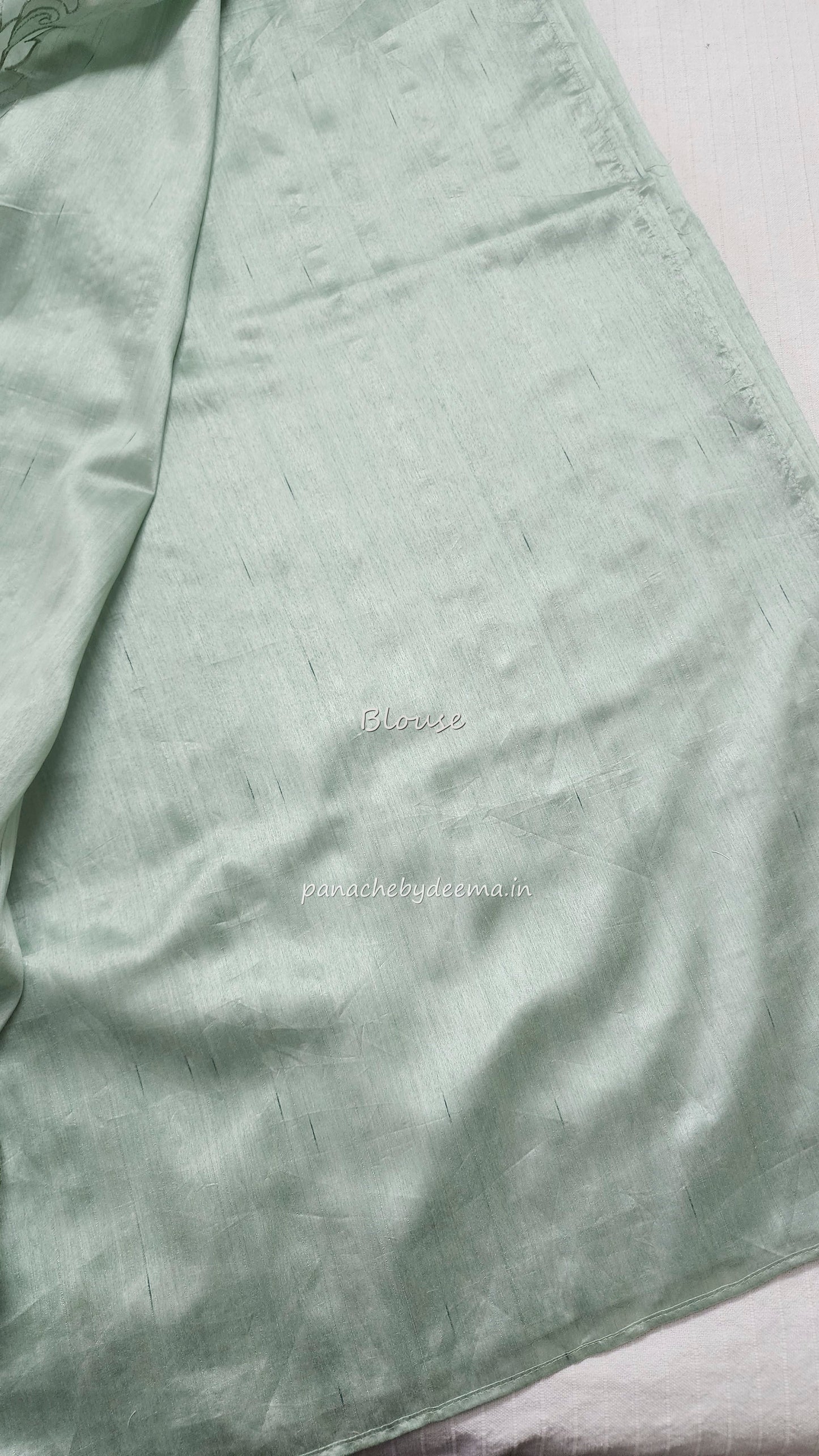 Semi tussar applique cut work saree with scalloped borders |Pastel green | AST2