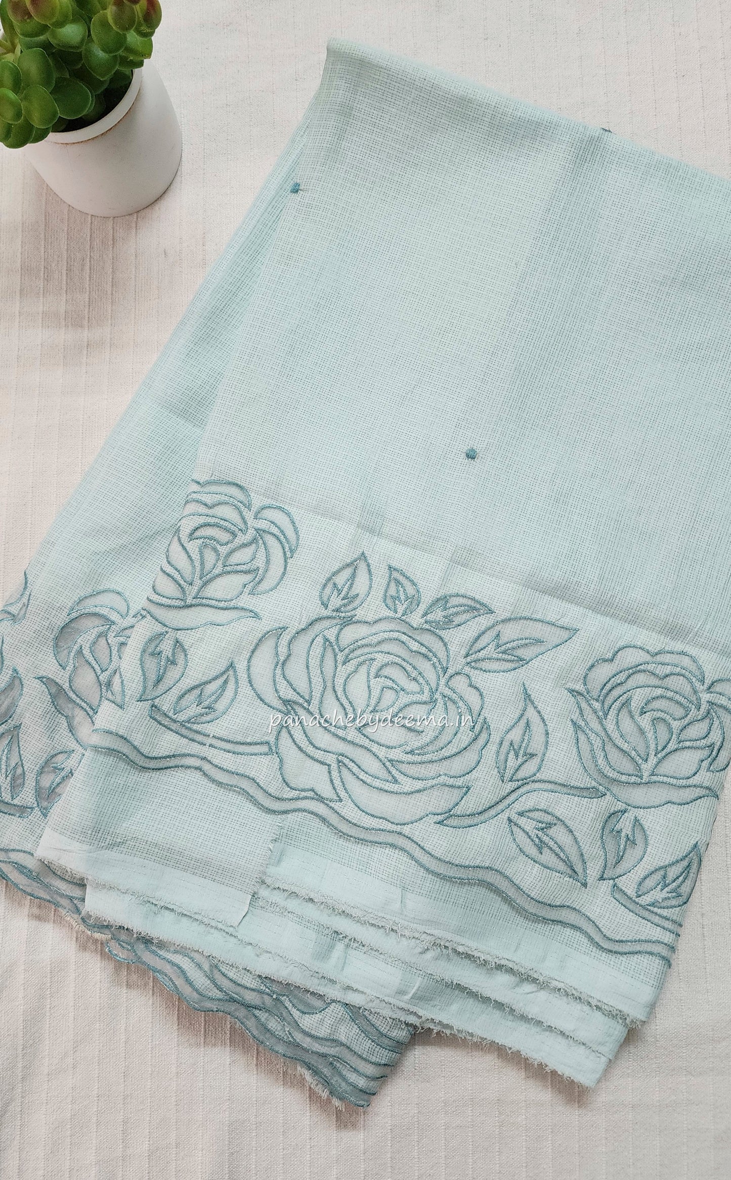 Kota applique saree with scalloped borders | blue| KAP3