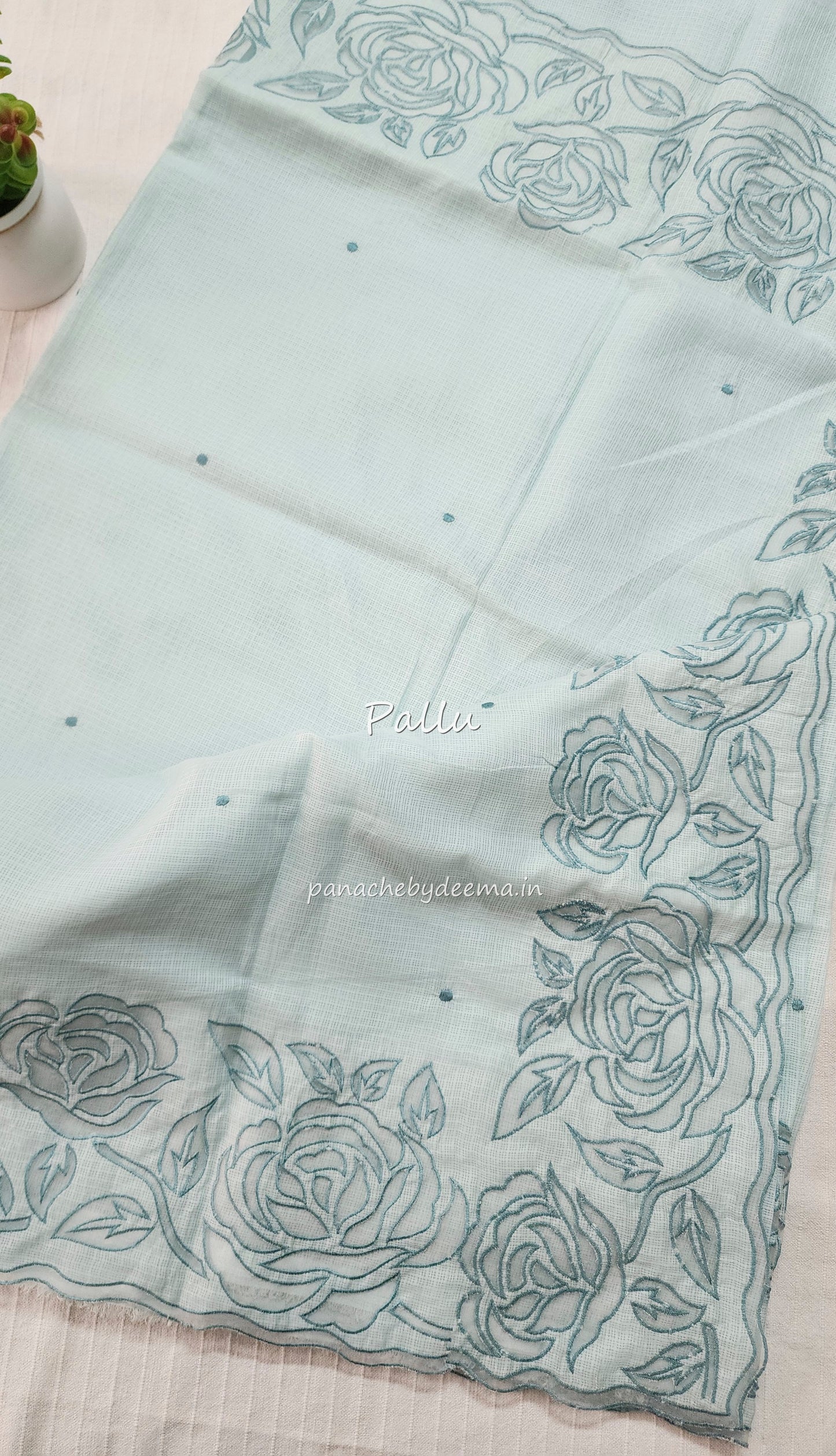 Kota applique saree with scalloped borders | blue| KAP3