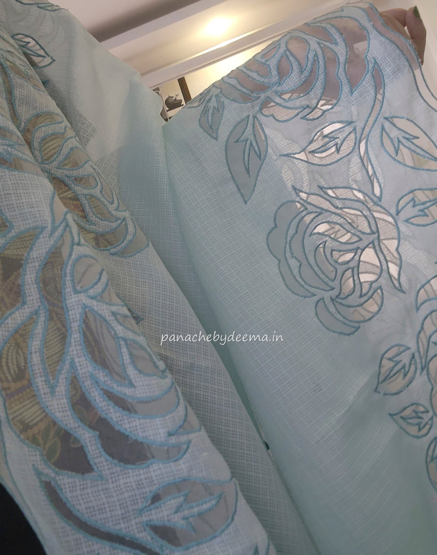 Kota applique saree with scalloped borders | blue| KAP3