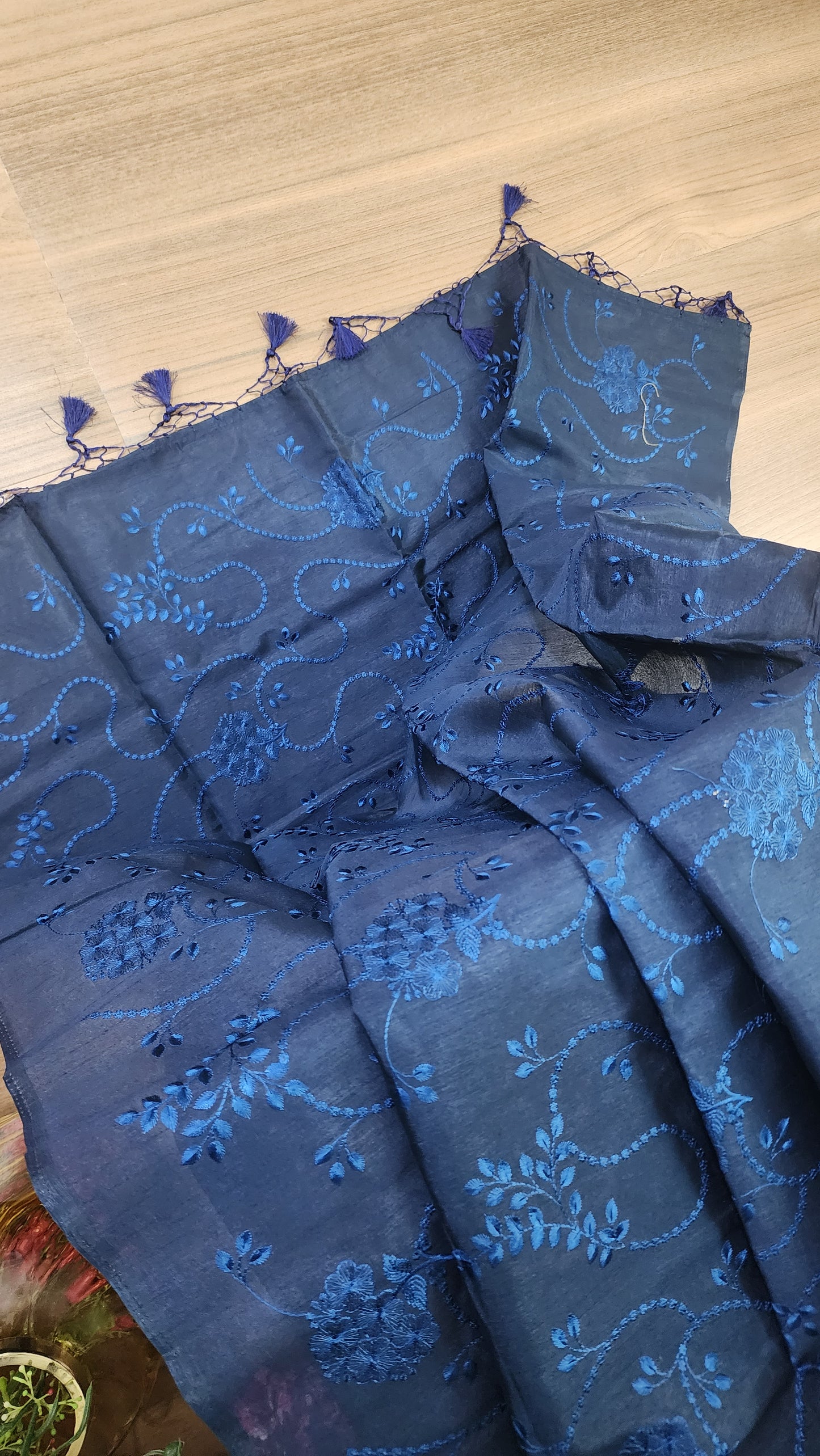 Art silk saree with embroidery | Blue | A5