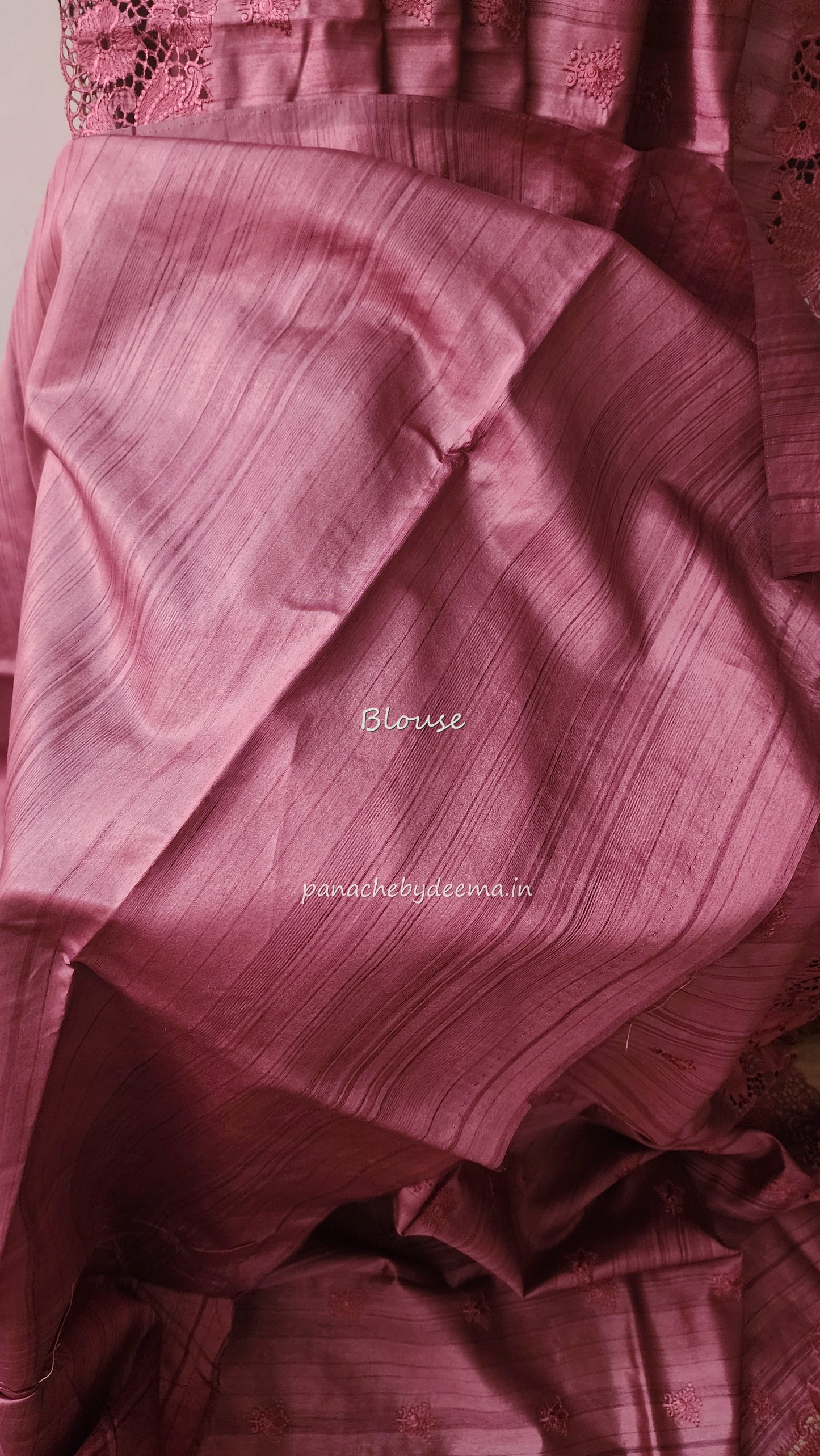 Beautiful semi tussar saree cut work border and embroidery| Onion pink | STC5