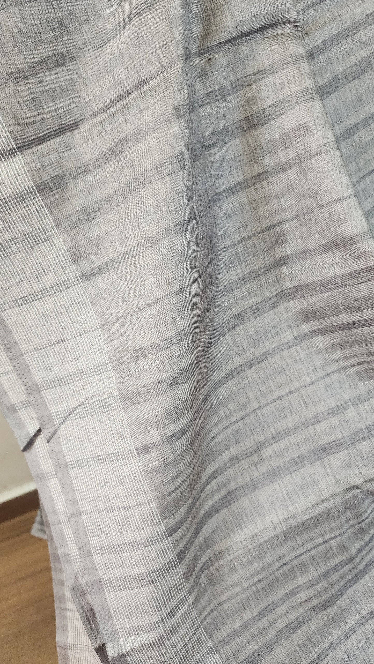 Beautiful semi dupion saree with thread embroidery | Bluish Grey| FL102