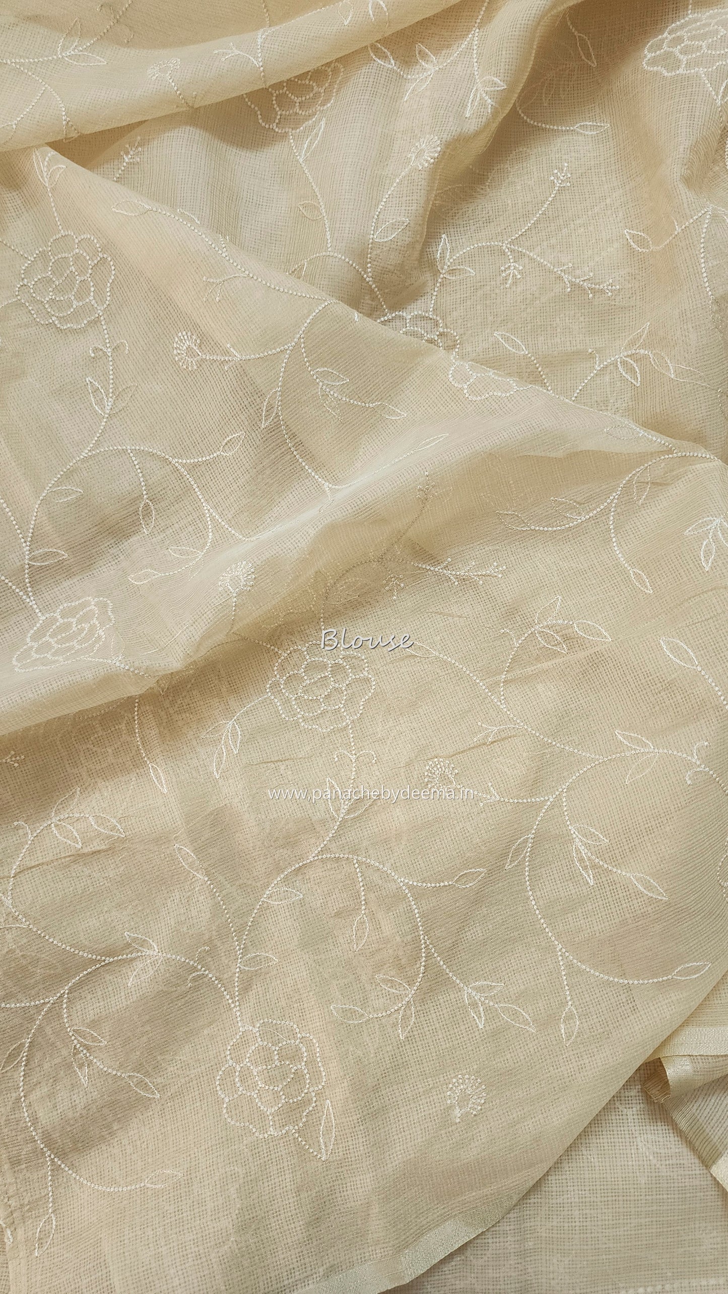 Silky Kota saree with embroidery | Cream | KAP8