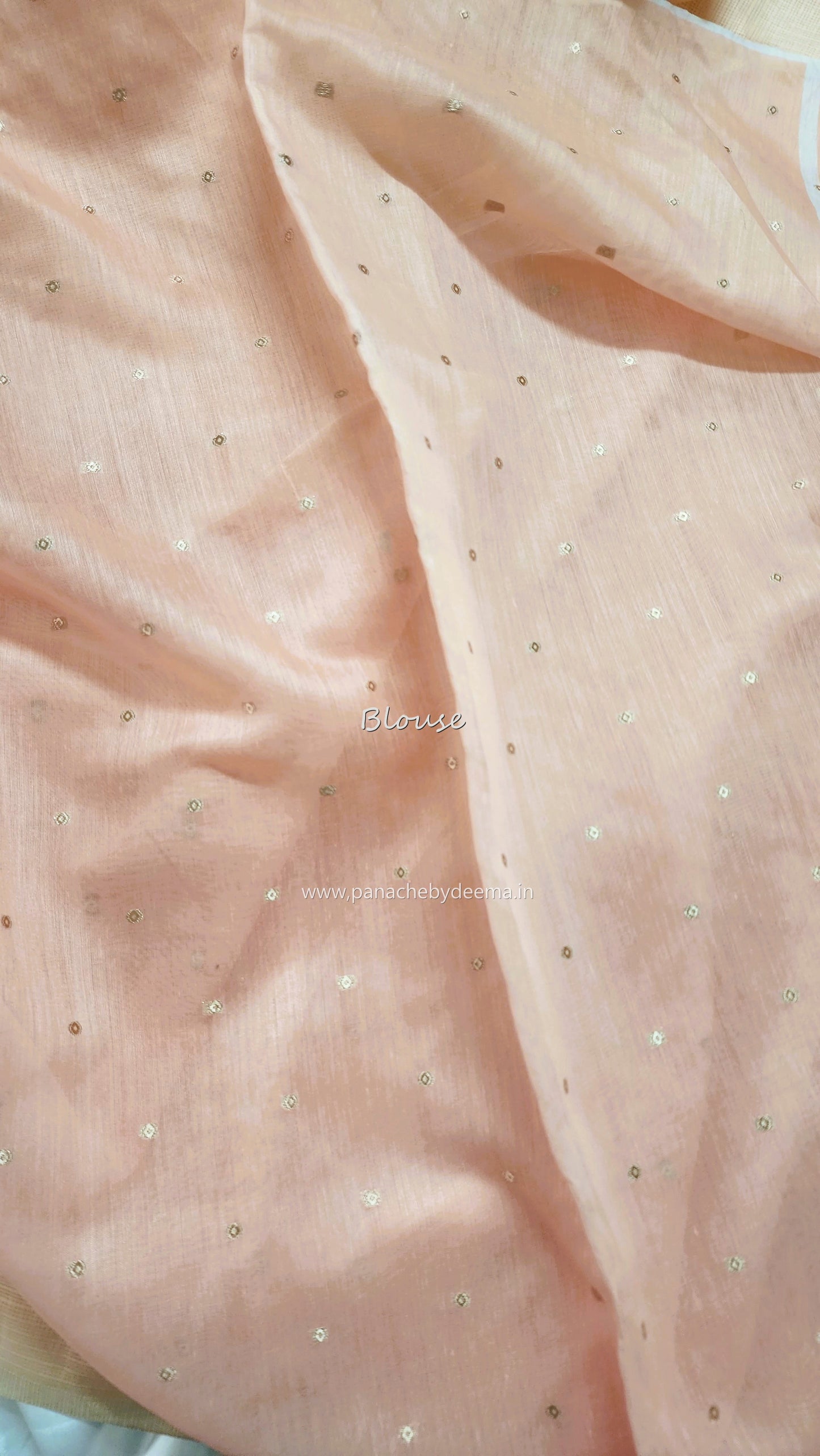 Silky Kota saree with tissue applique | Peach| KAP9