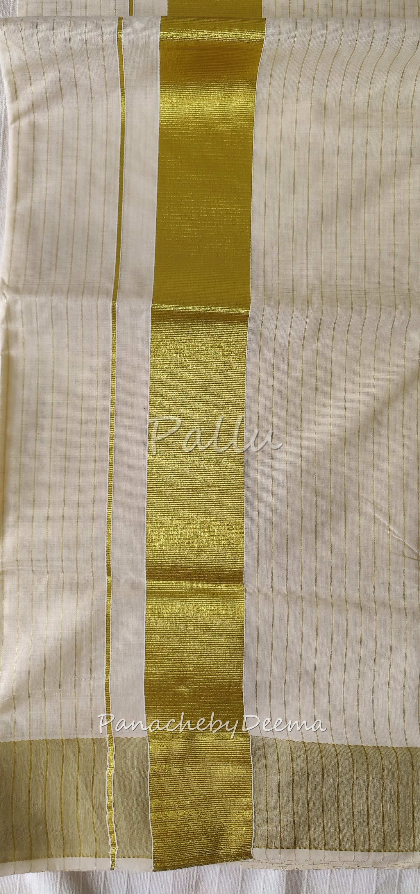 Kerala saree cotton golden stripe saree | ON101