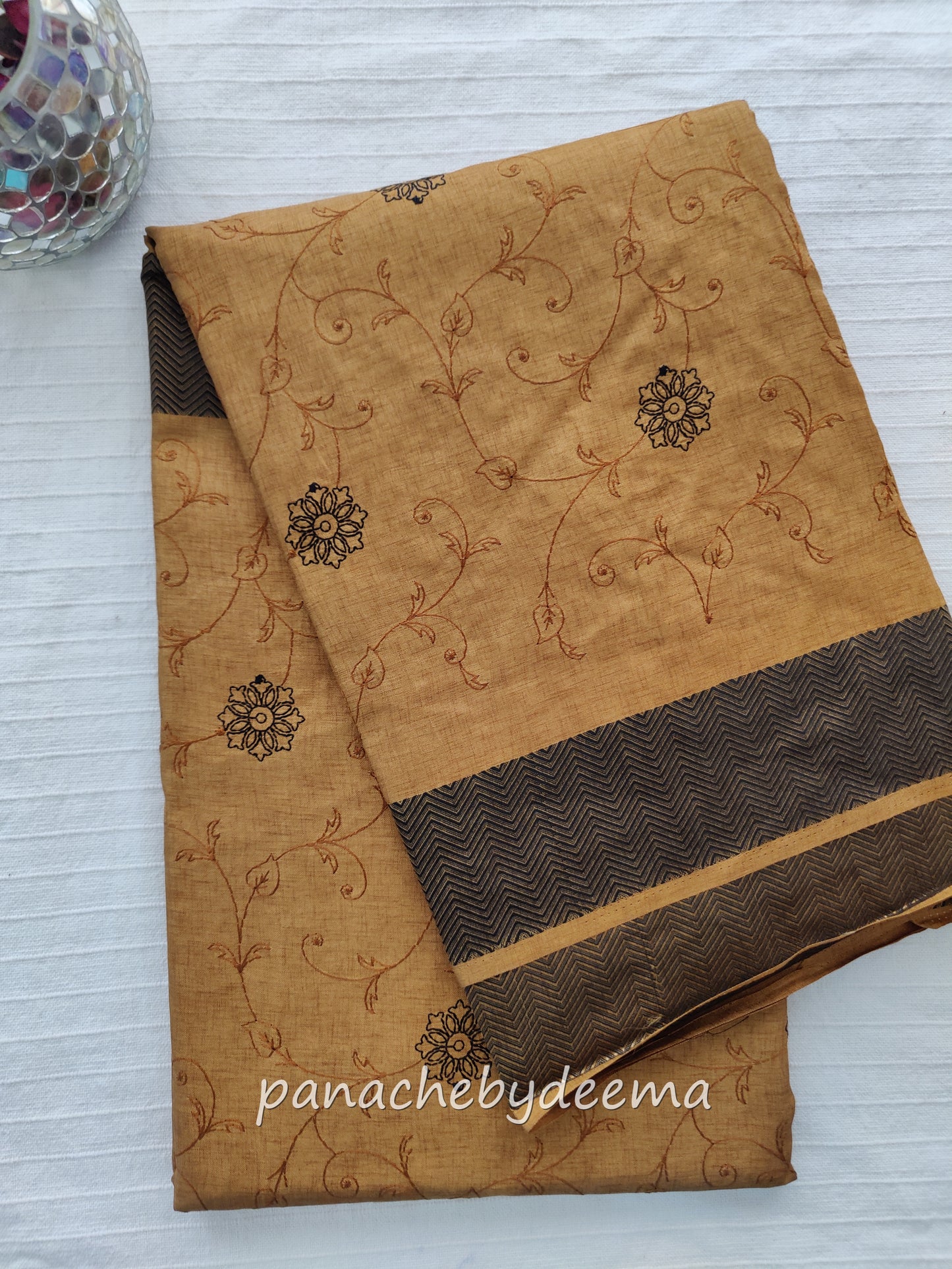 Beautiful semi tussar saree with beautiful thread embroidery | Mustard yellow | RF3