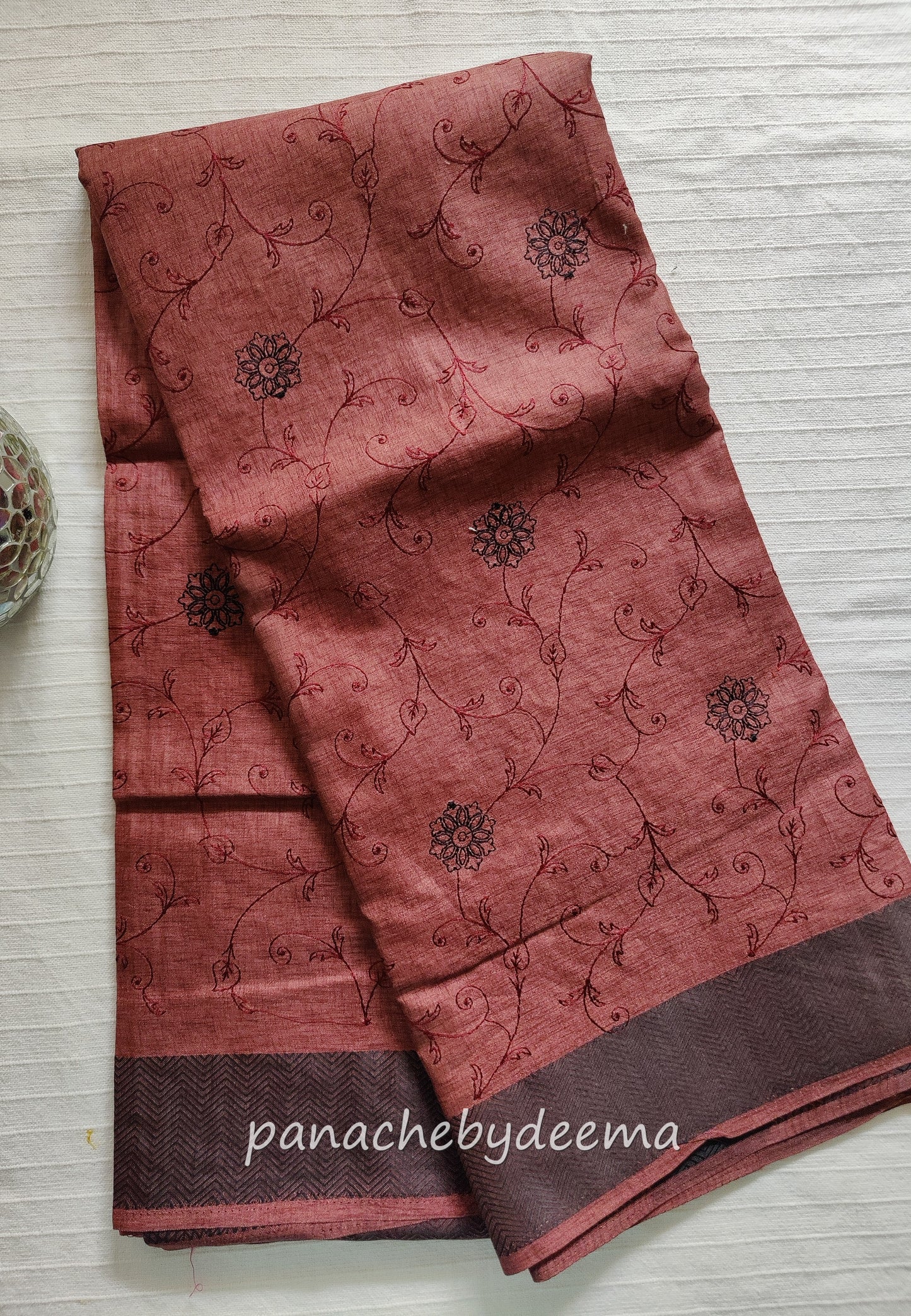 Beautiful semi tussar saree with beautiful thread embroidery | Maroon | RF5