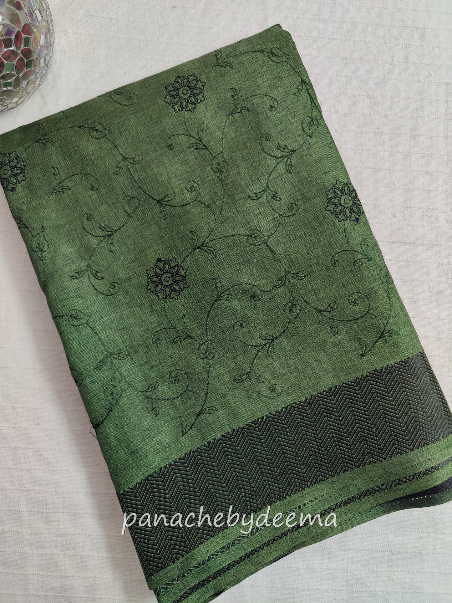 Beautiful semi tussar saree with beautiful thread embroidery | Green | RF1