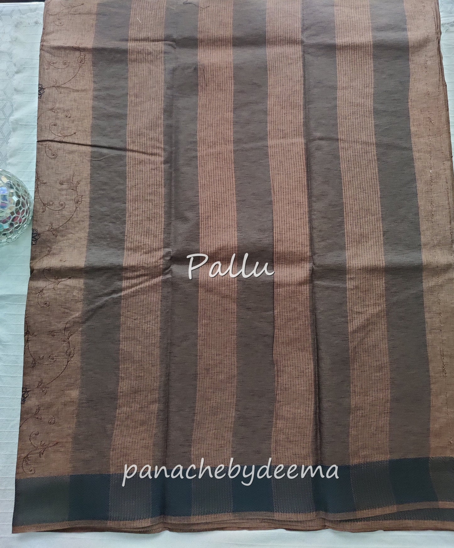 Beautiful semi tussar saree with beautiful thread embroidery | Brown | RF6