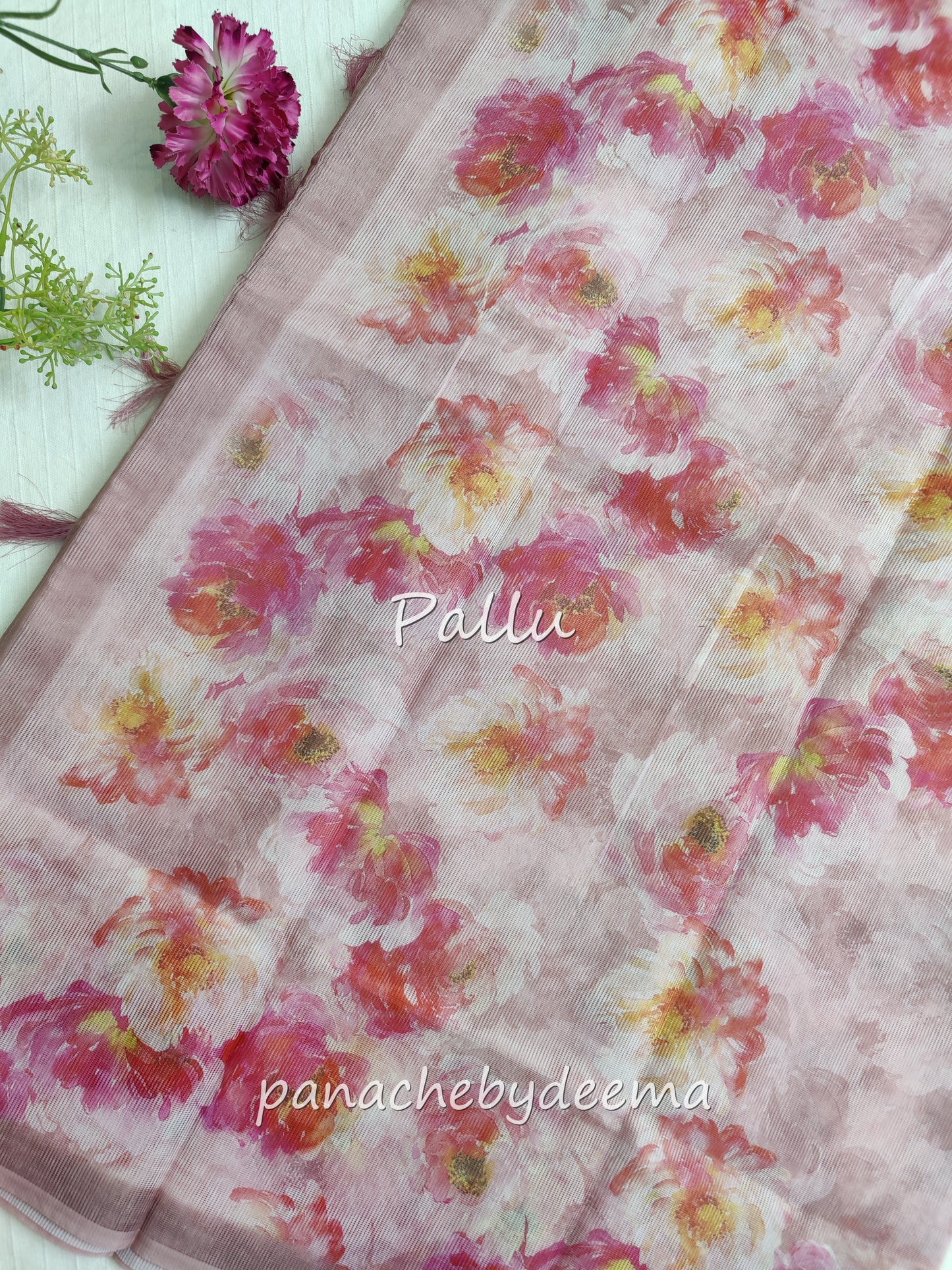 Supernet Kota saree with digital print | Pink | SN1