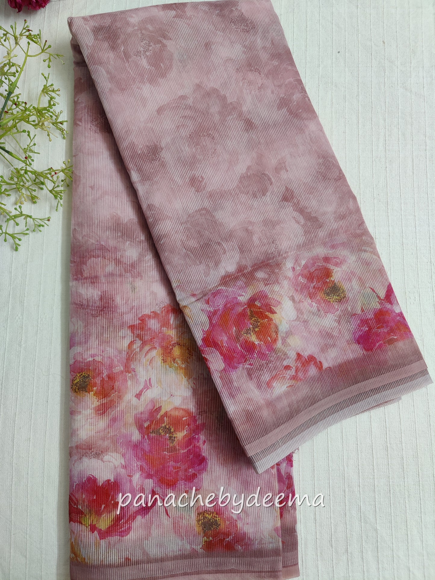 Supernet Kota saree with digital print | Pink | SN1