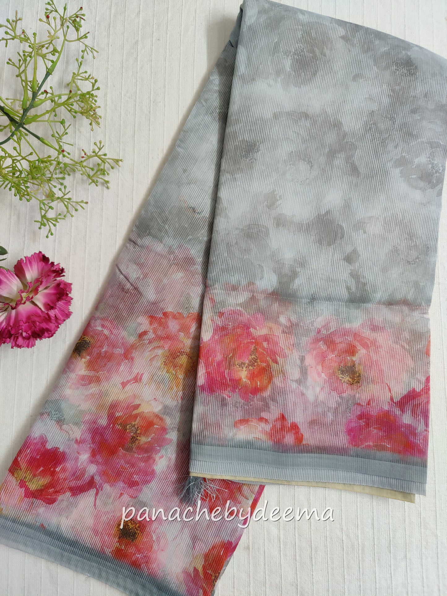 Supernet Kota saree with digital print | Powder blue | SN3