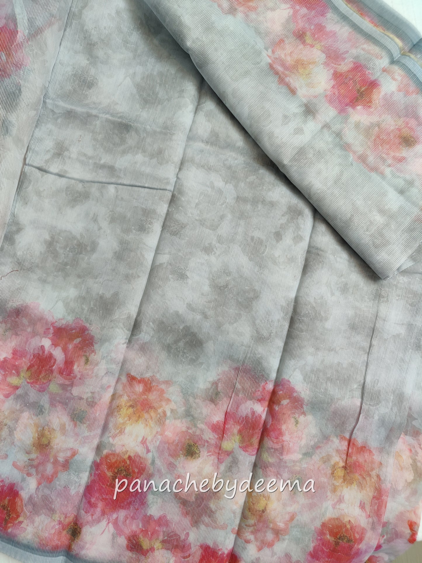 Supernet Kota saree with digital print | Powder blue | SN3