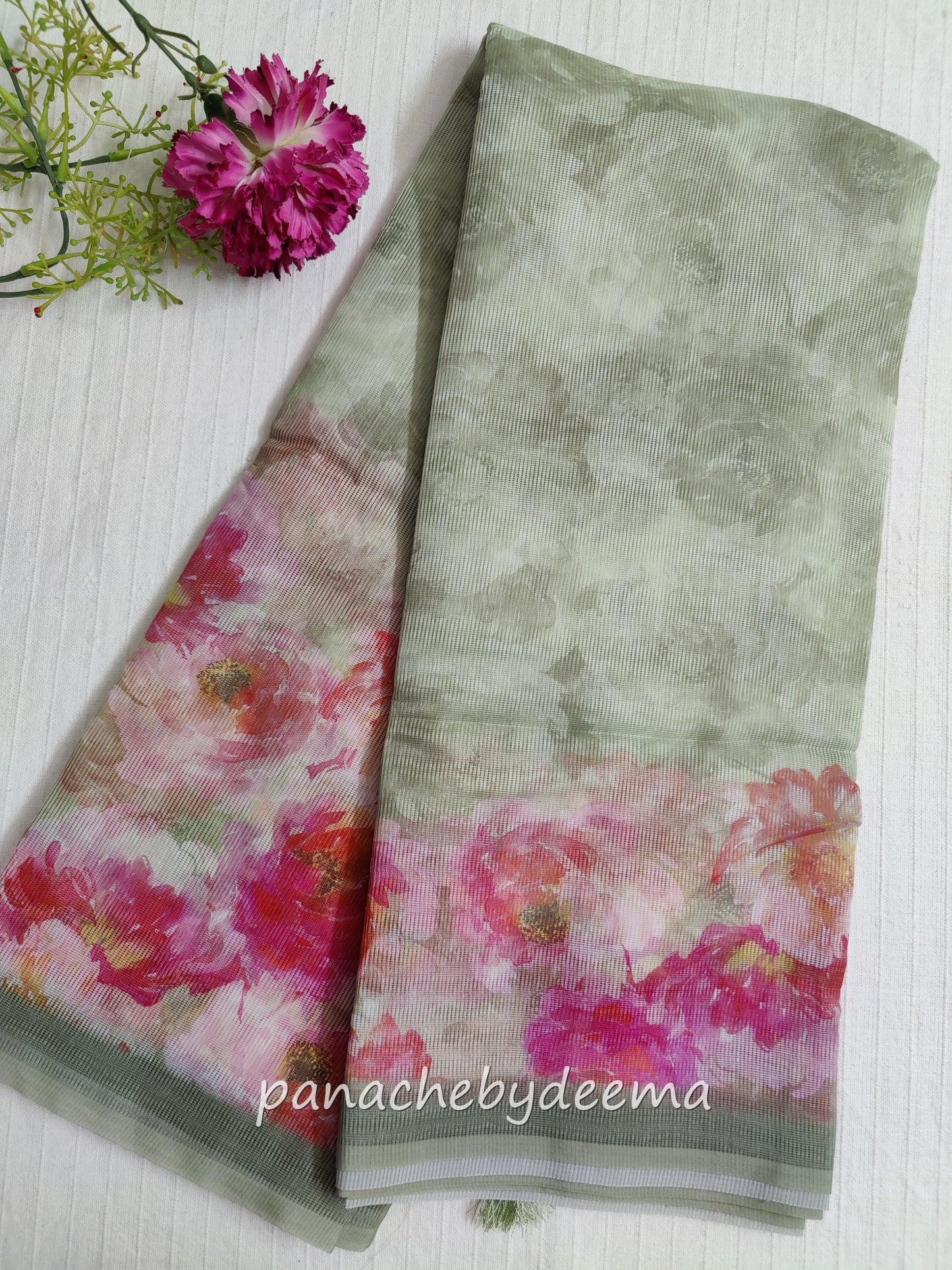 Supernet Kota saree with digital print | Green | SN4