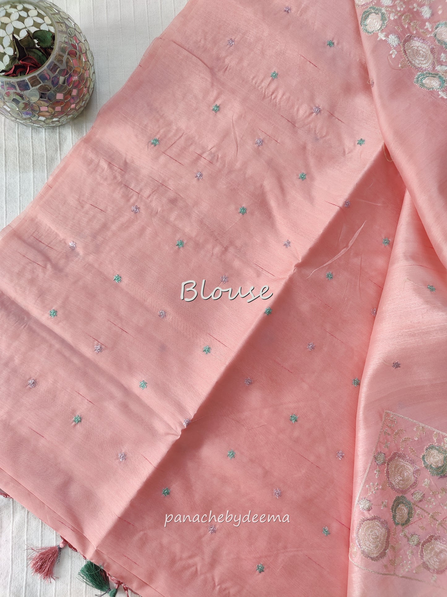 Pastel series - Look festive ready in this premium semi raw silk designer saree with beautiful embroidery | Pastel pink | P4