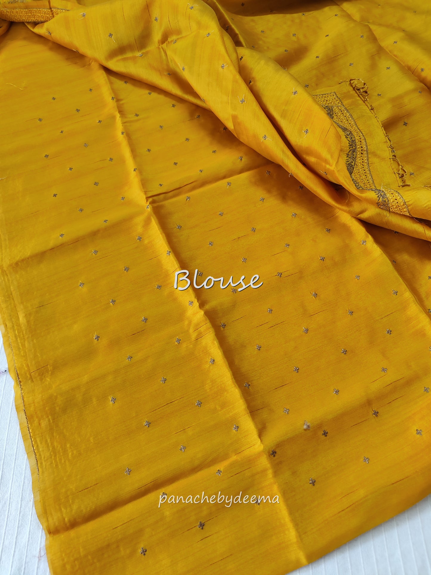 Semi raw silk designer saree with cut work borders and embroidery | Mustard yellow | DY8