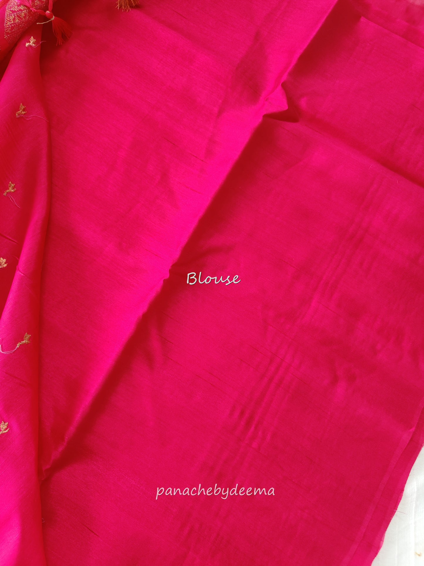 Look festive ready in this premium semi raw silk designer saree with beautiful copper zari embroidery |Rani Pink | P18