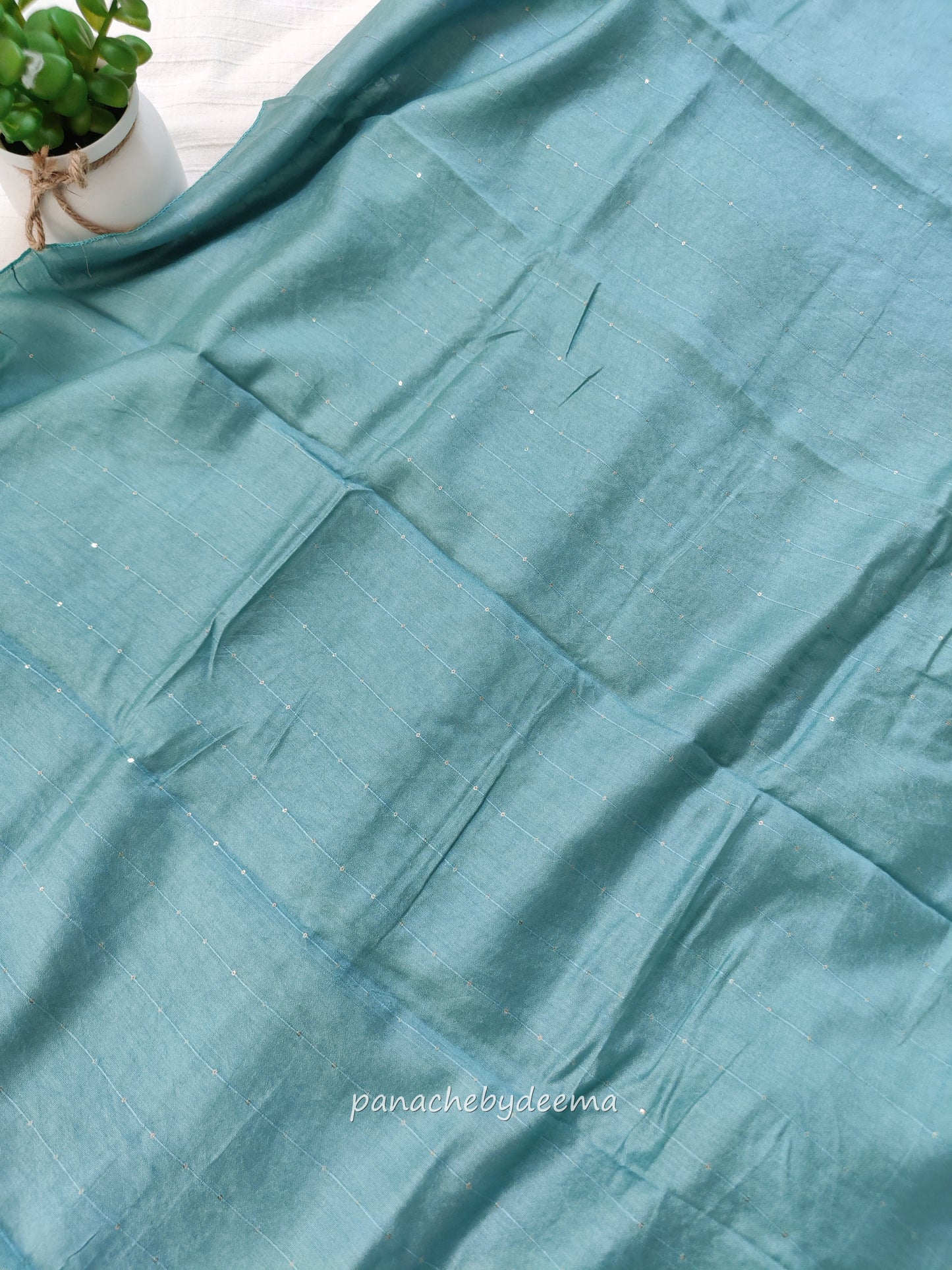 Semi raw silk hakoba material unstitched salwar set | Sea blue| H4