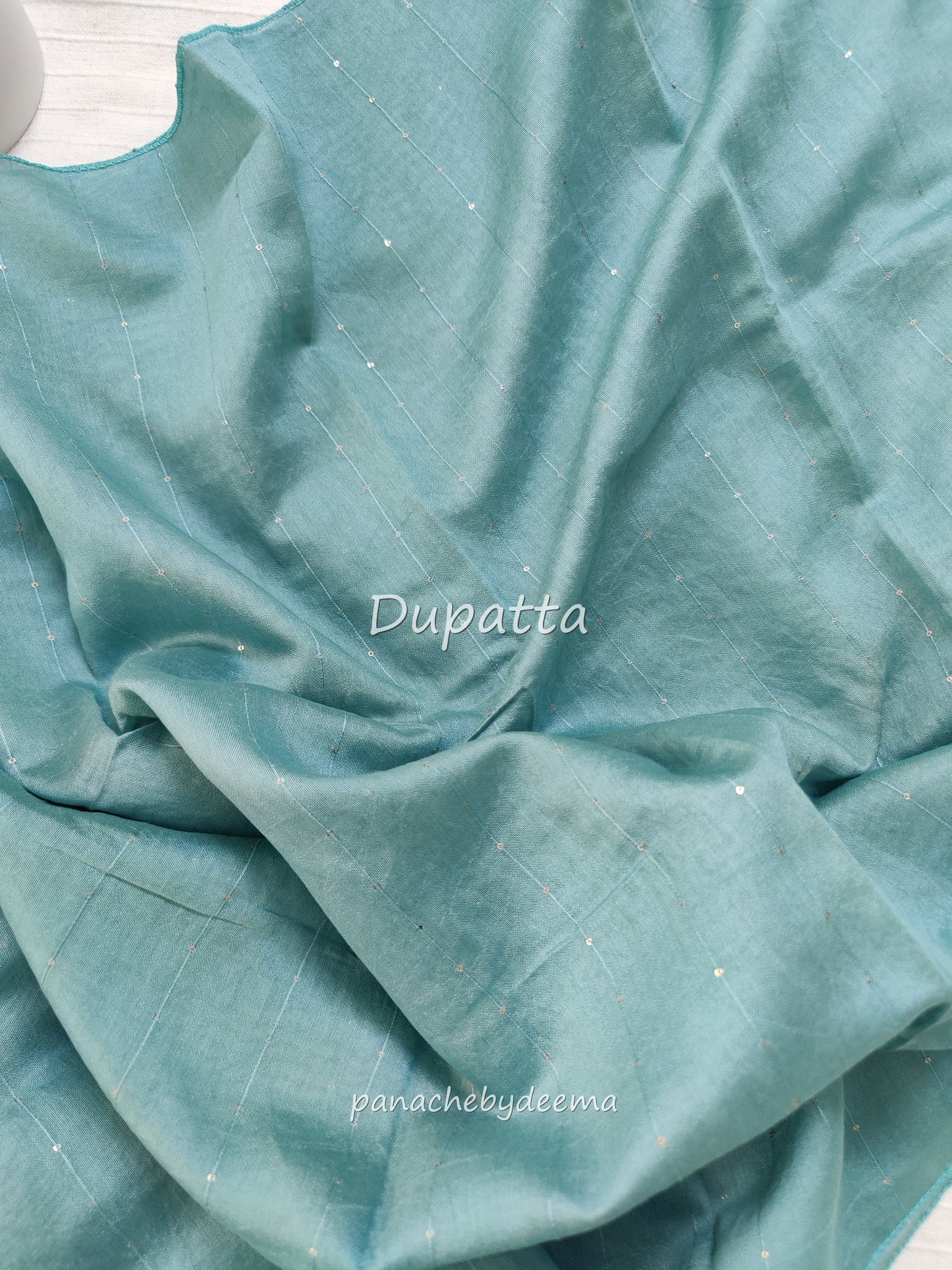 Semi raw silk hakoba material unstitched salwar set | Sea blue| H4