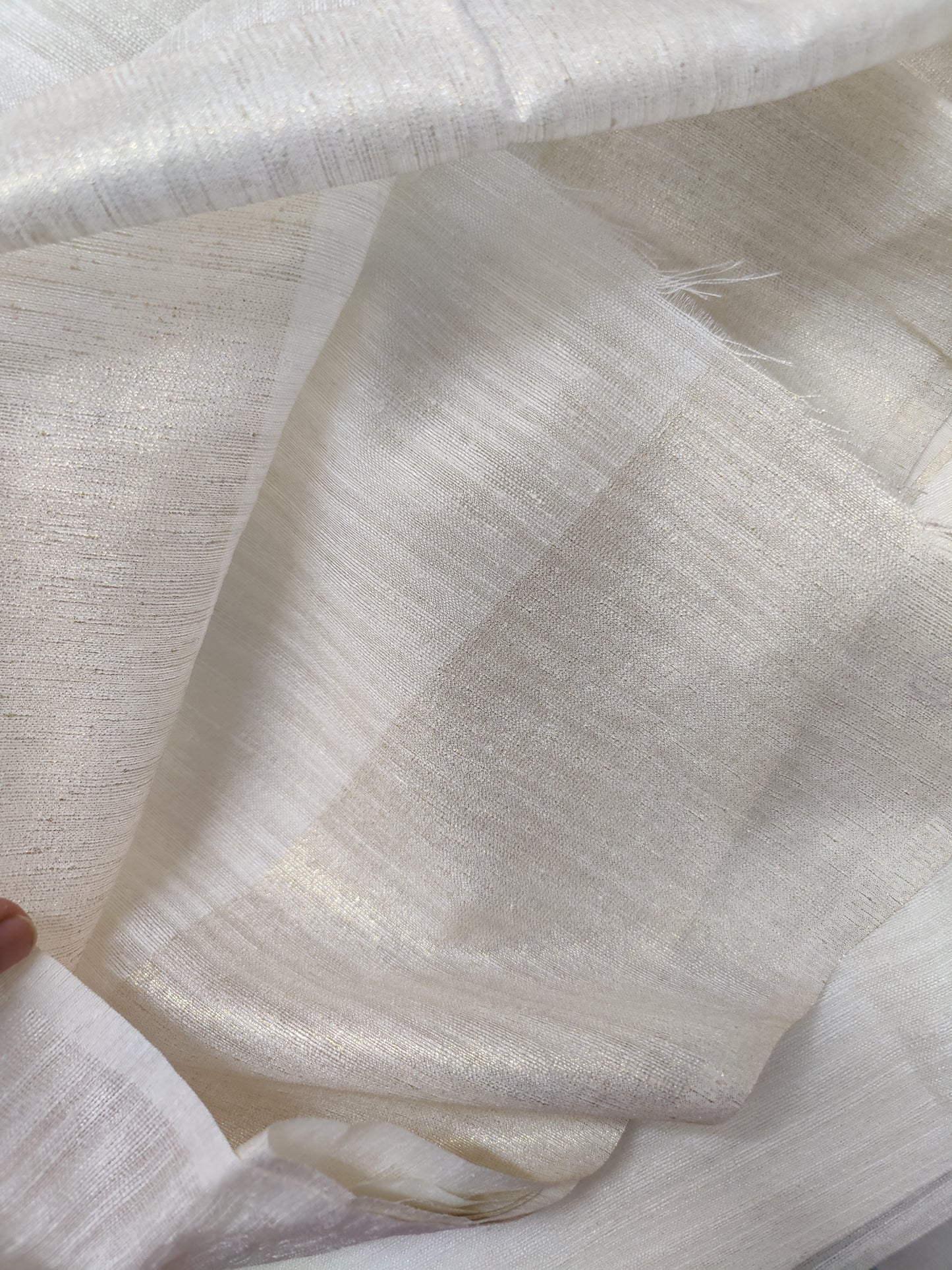Beautiful semi Jute silk saree with thread embroidery | Offwhite | W1