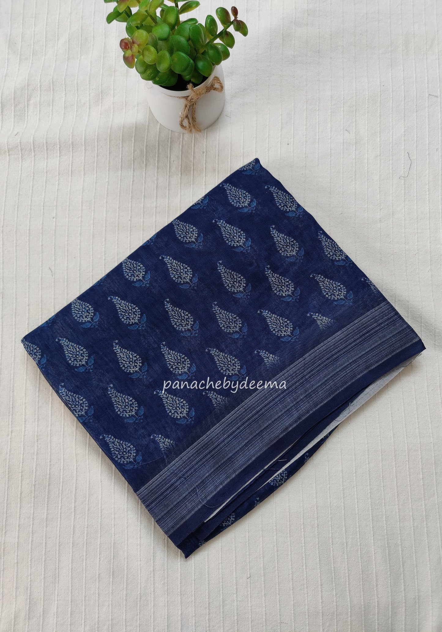 Semi Linen Indigo saree | IN5