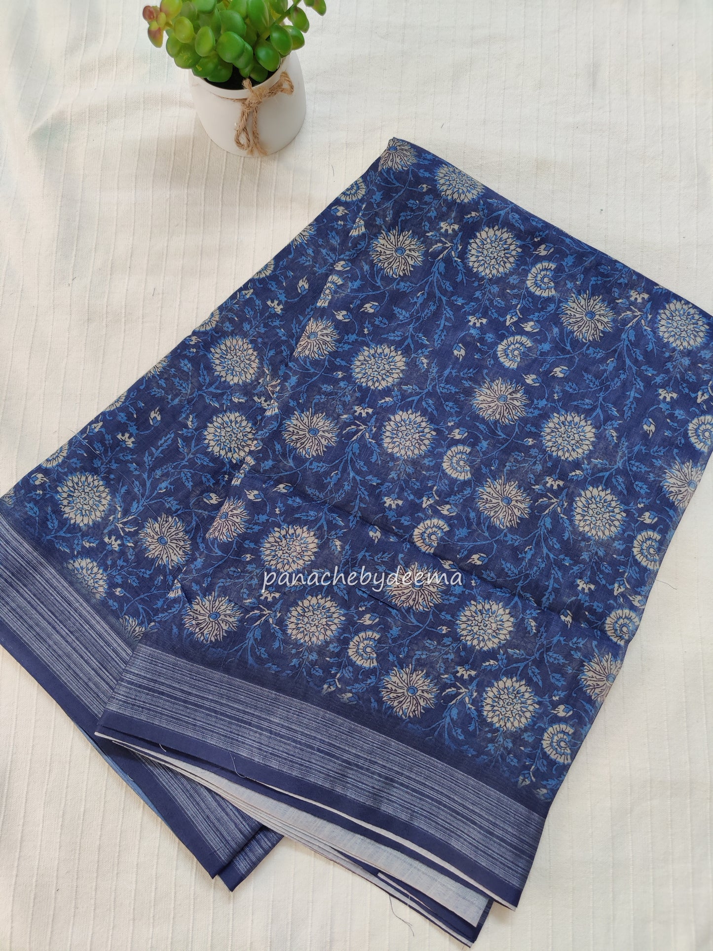 Semi Linen Indigo saree | IN4