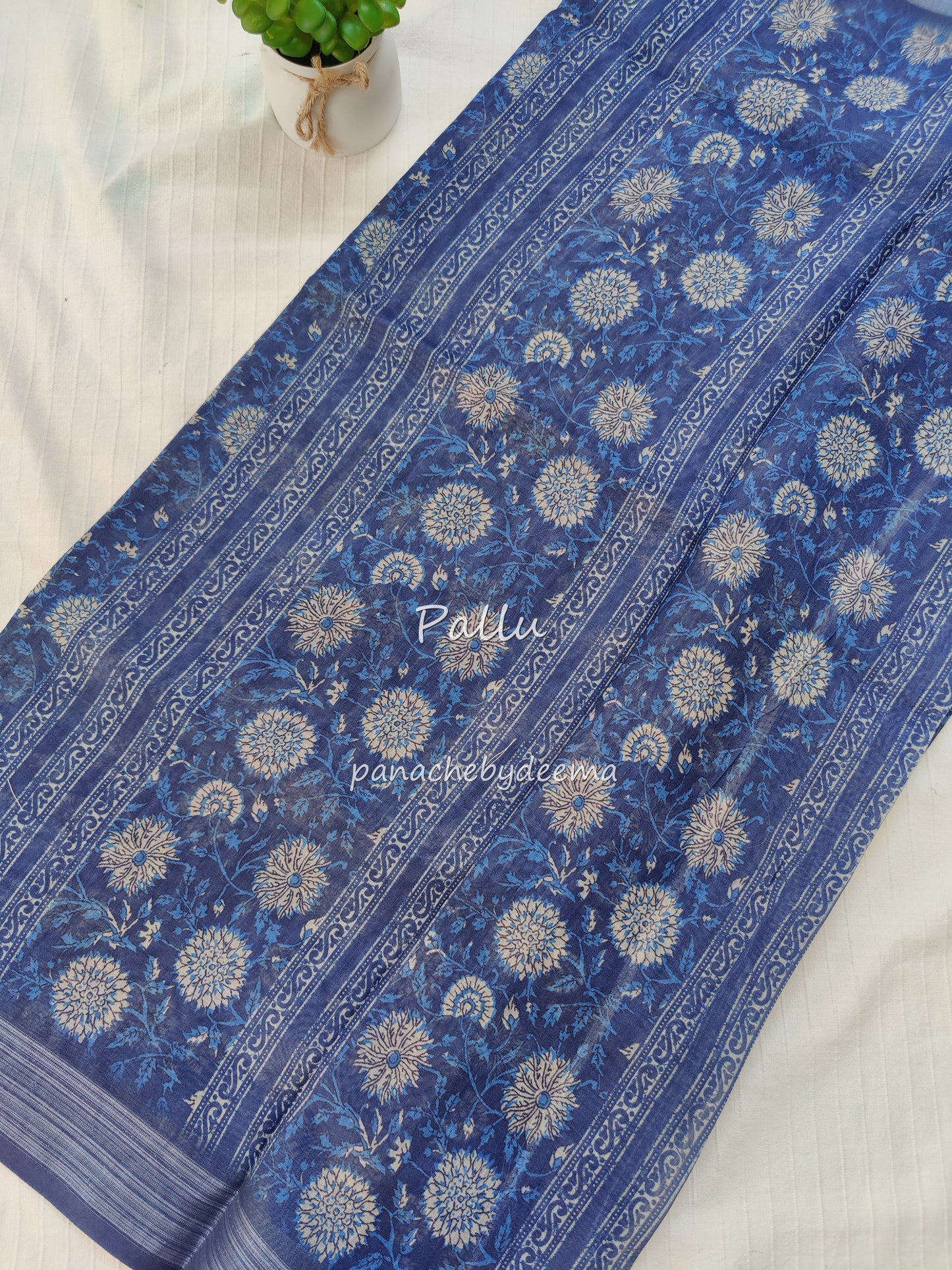 Semi Linen Indigo saree | IN4