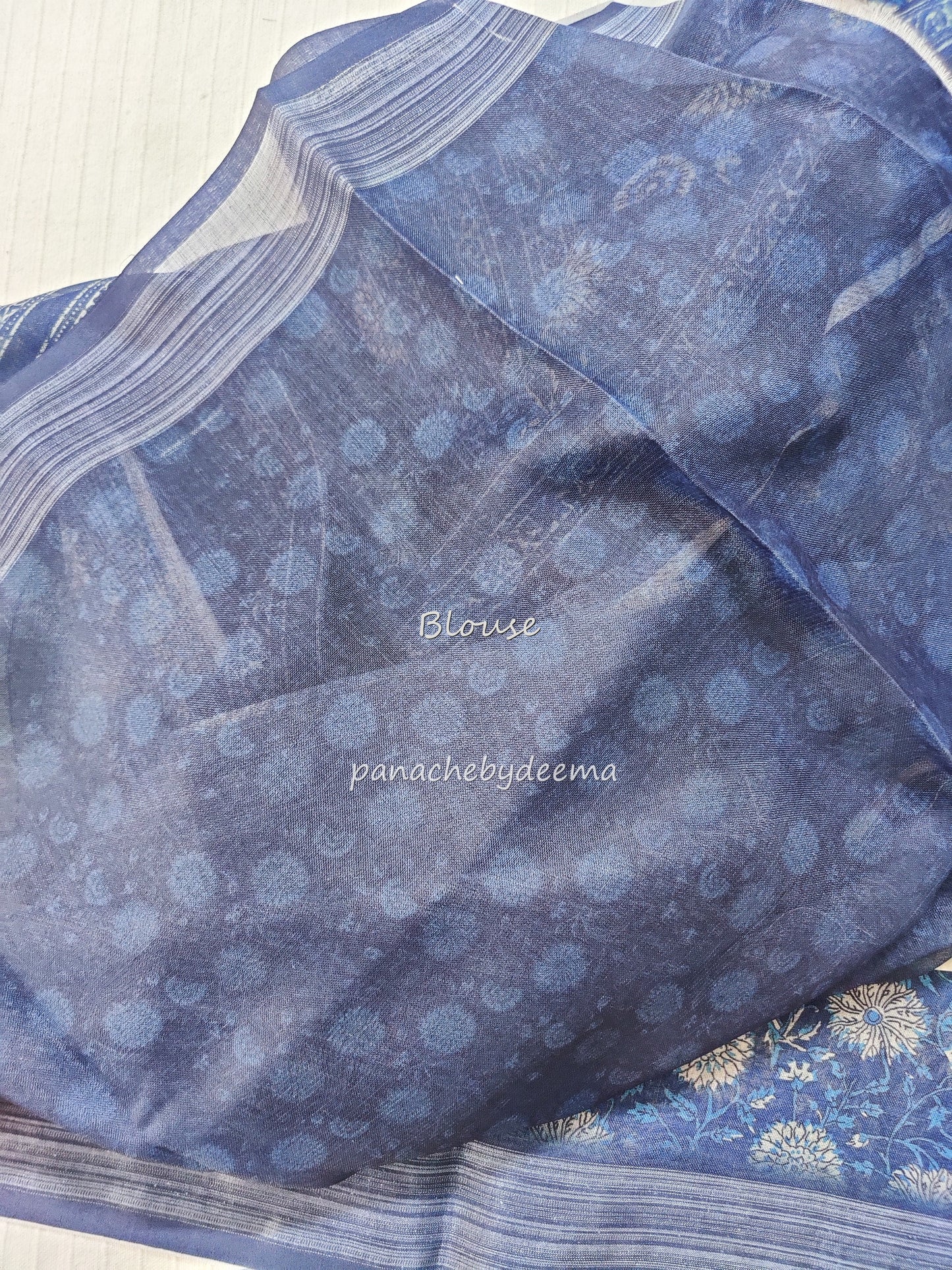 Semi Linen Indigo saree | IN4