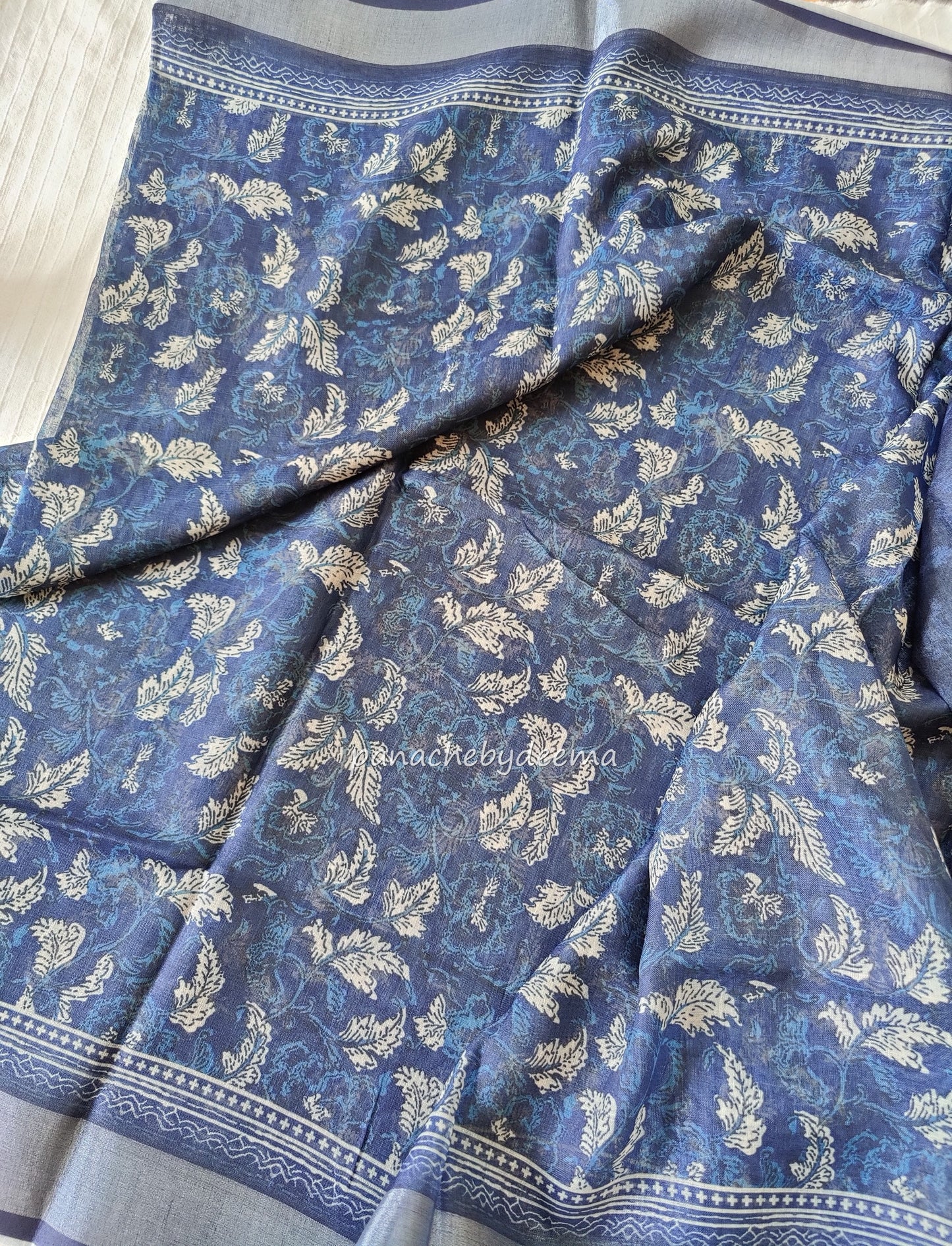Semi Linen Indigo saree | IN6