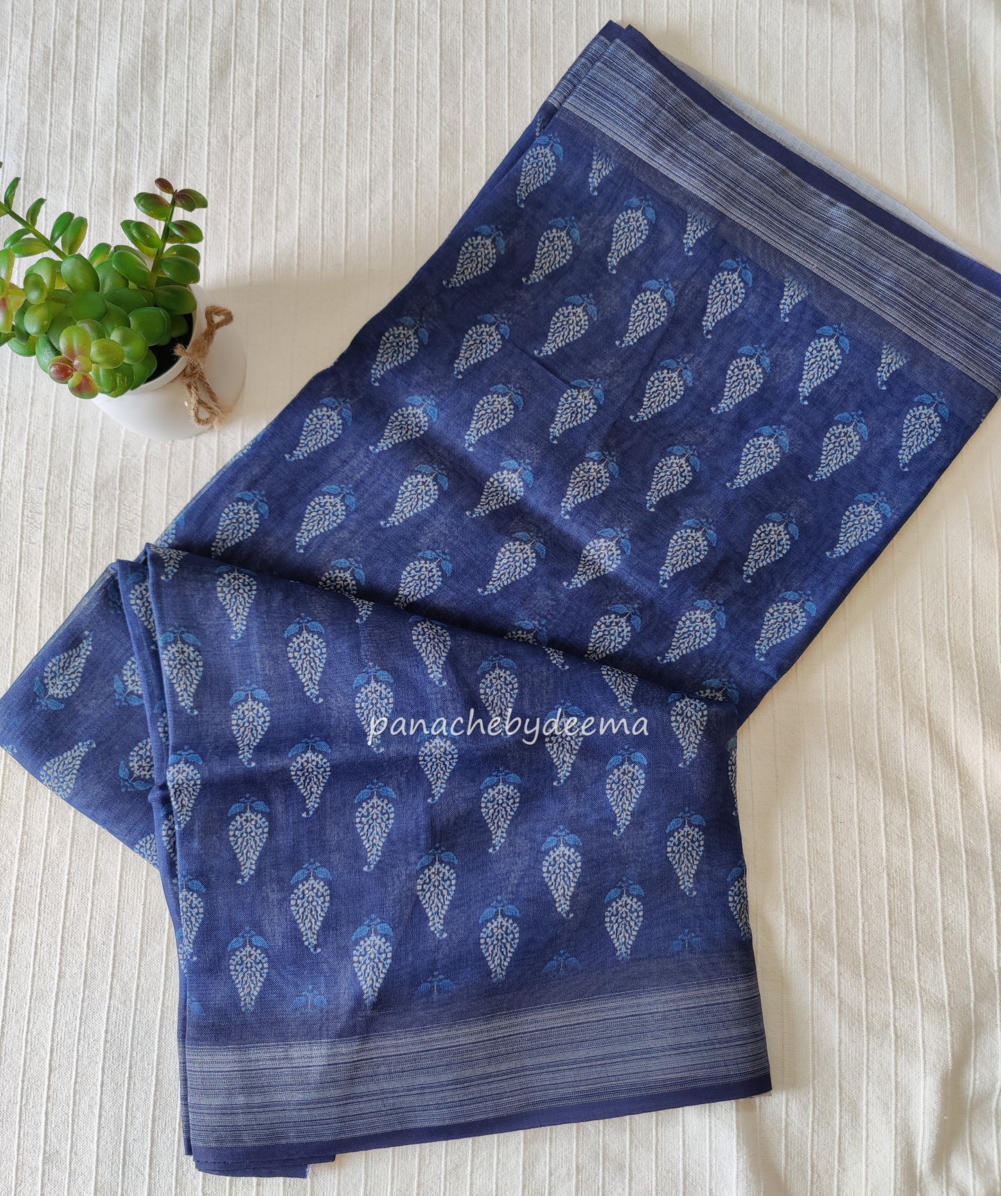 Semi Linen Indigo saree | IN5