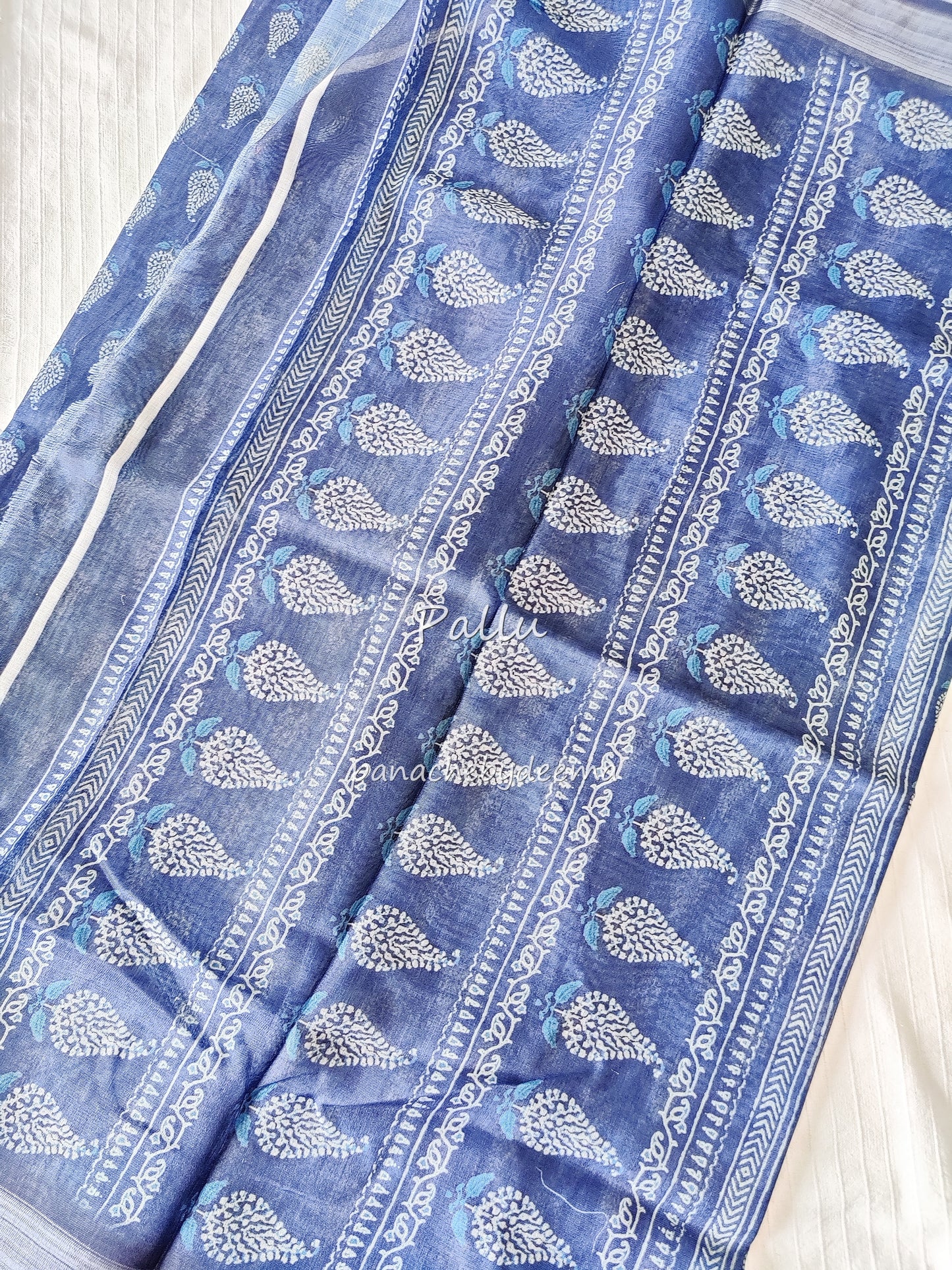 Semi Linen Indigo saree | IN5