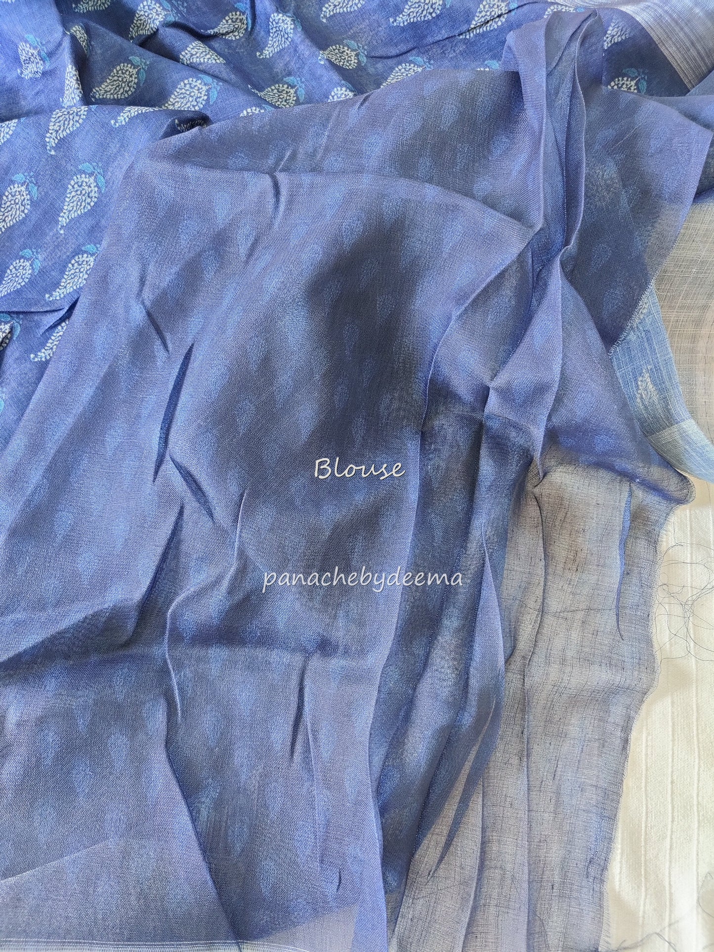 Semi Linen Indigo saree | IN5