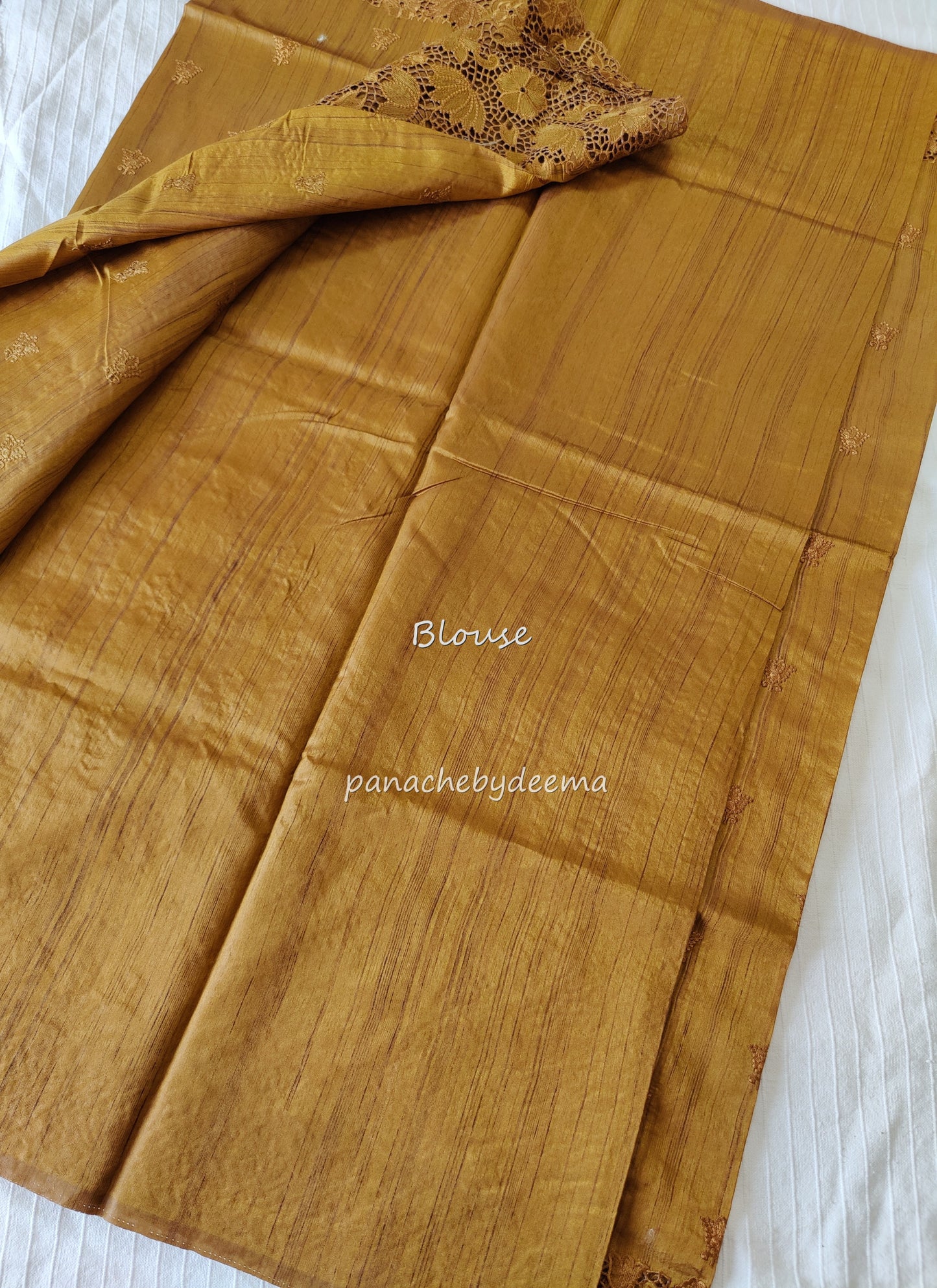 Beautiful semi tussar saree cut work border and embroidery| Mustard yellow | STC1