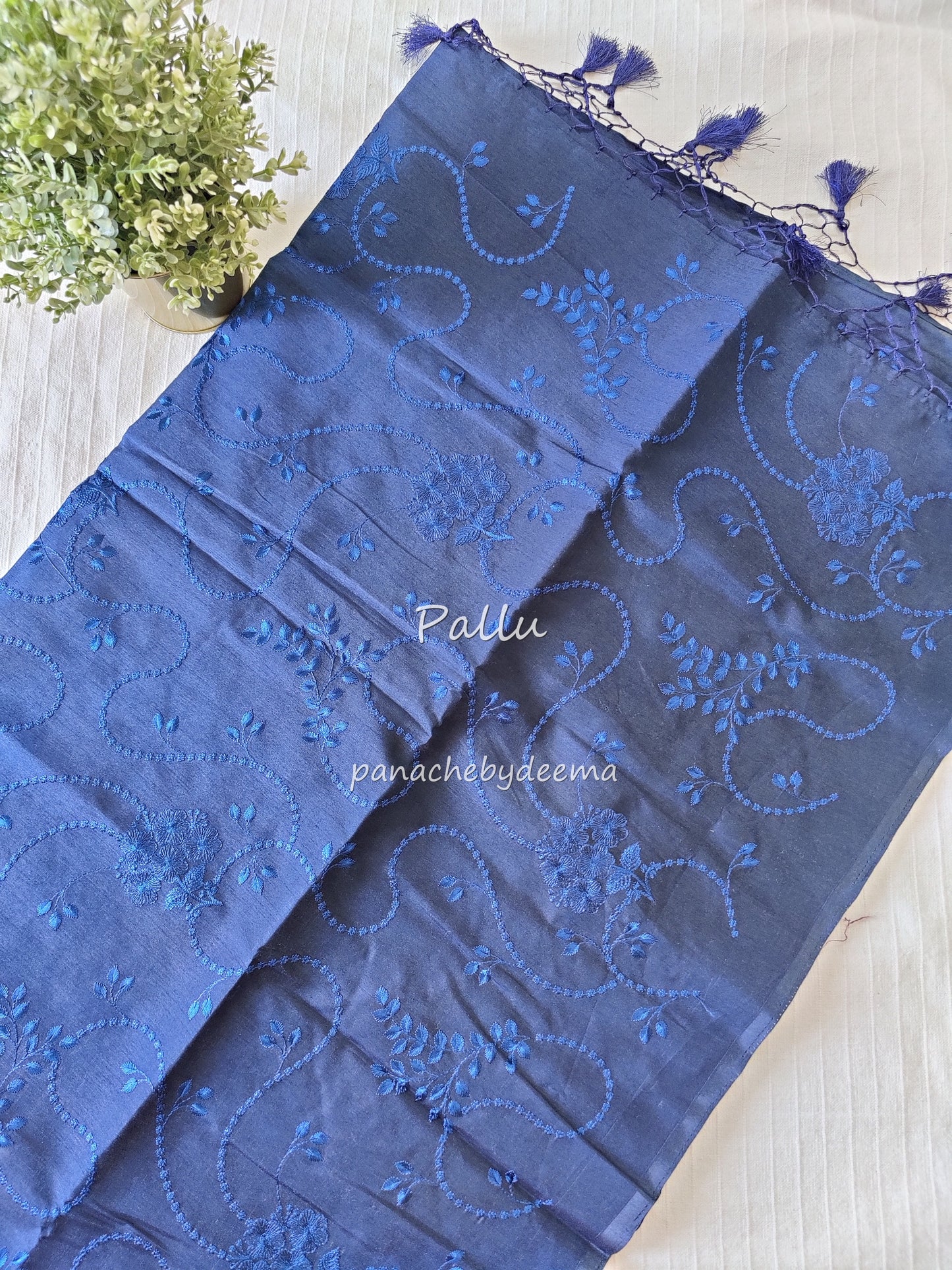 Art silk saree with embroidery | Blue | A5