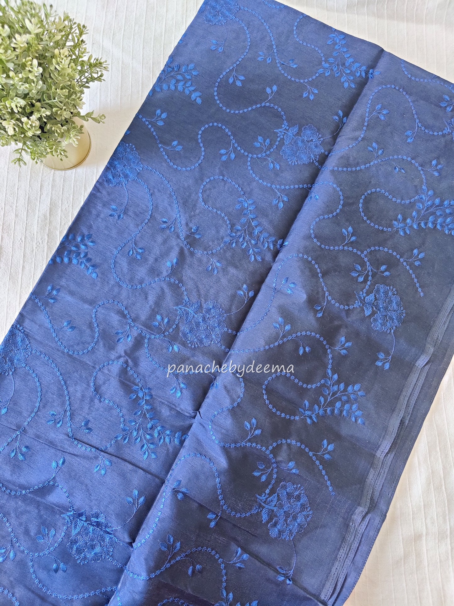Art silk saree with embroidery | Blue | A5