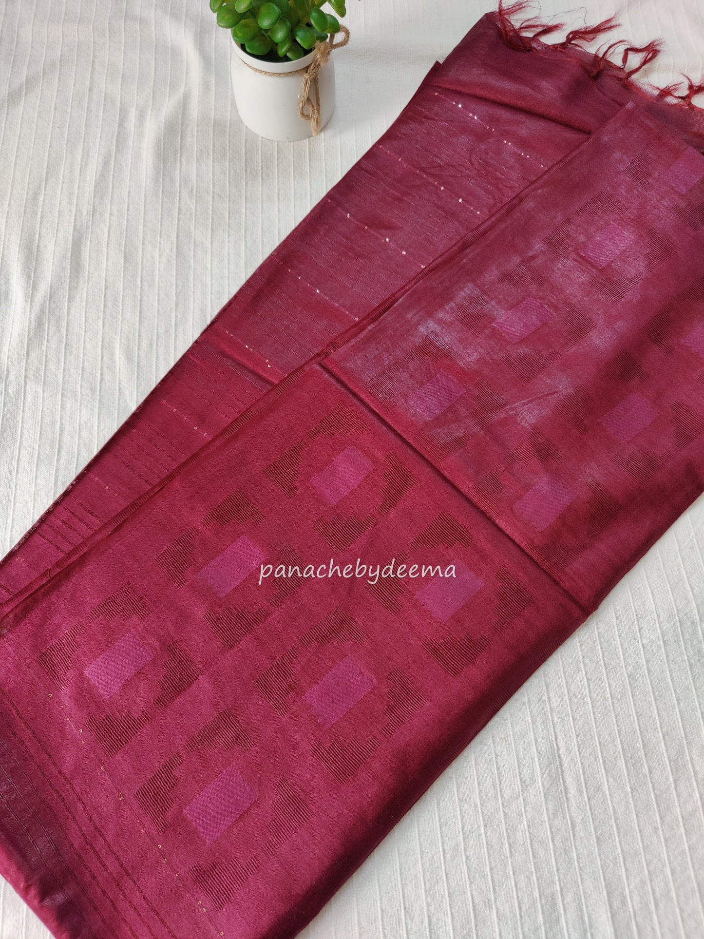 Beautiful semi munga silk saree |Maroon | M5