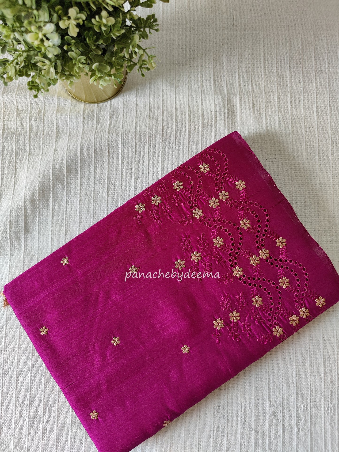 Matka silk designer saree with cut work borders and embroidery | Majenta | MT17