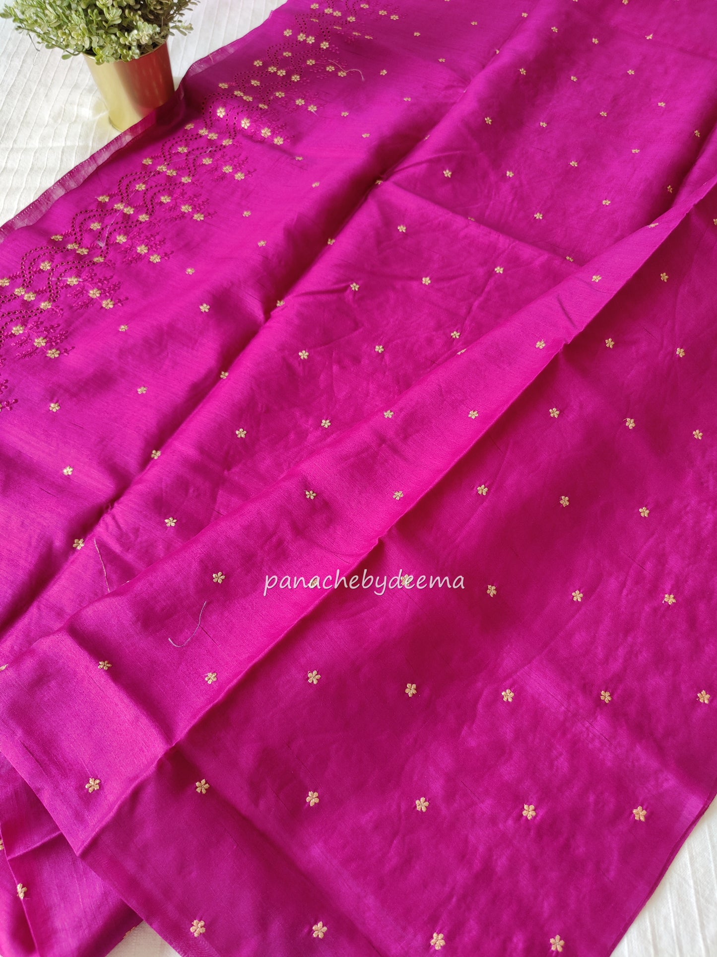 Matka silk designer saree with cut work borders and embroidery | Majenta | MT17