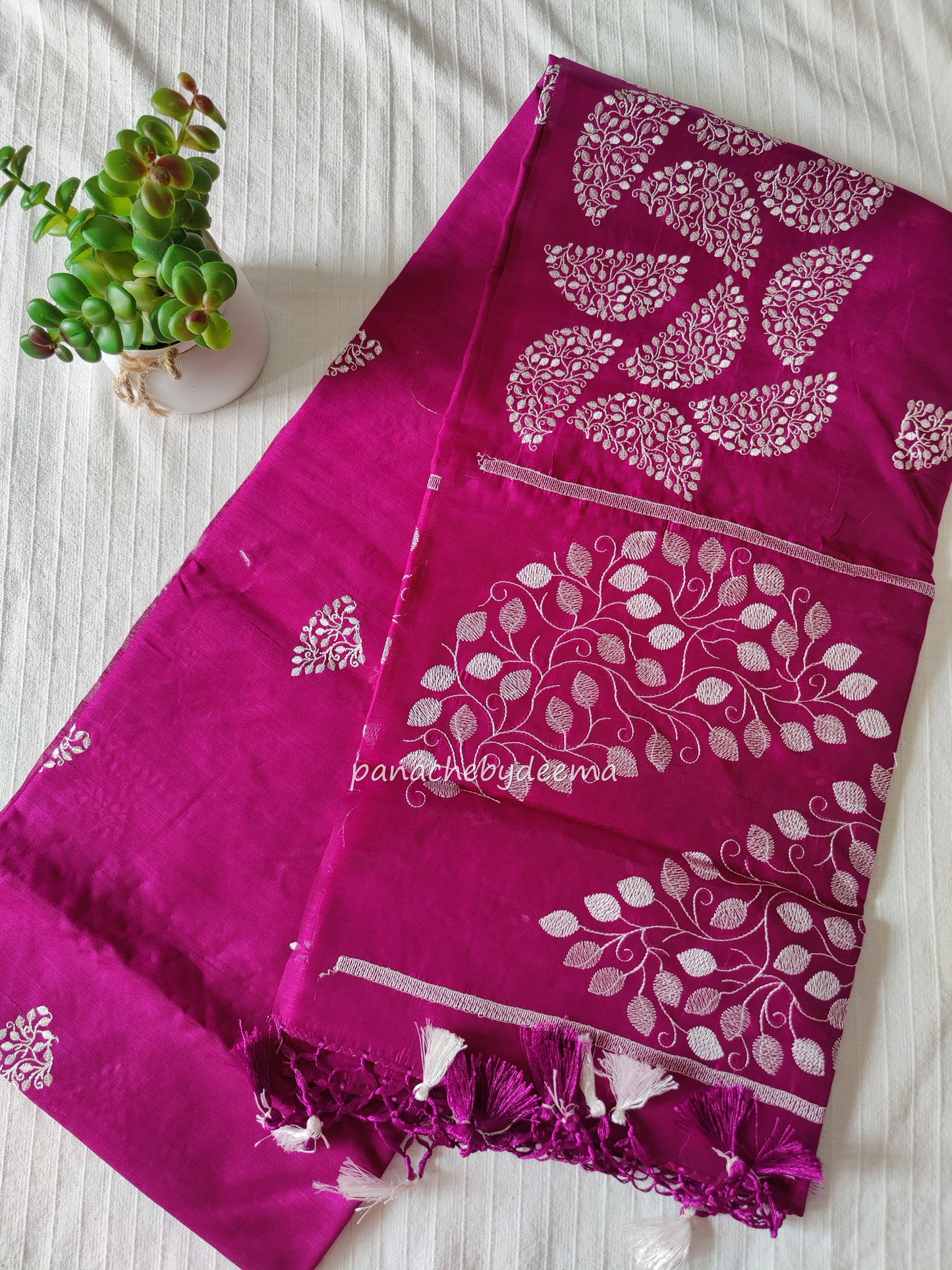 Matka silk designer saree with embroidery | Majenta | SC6
