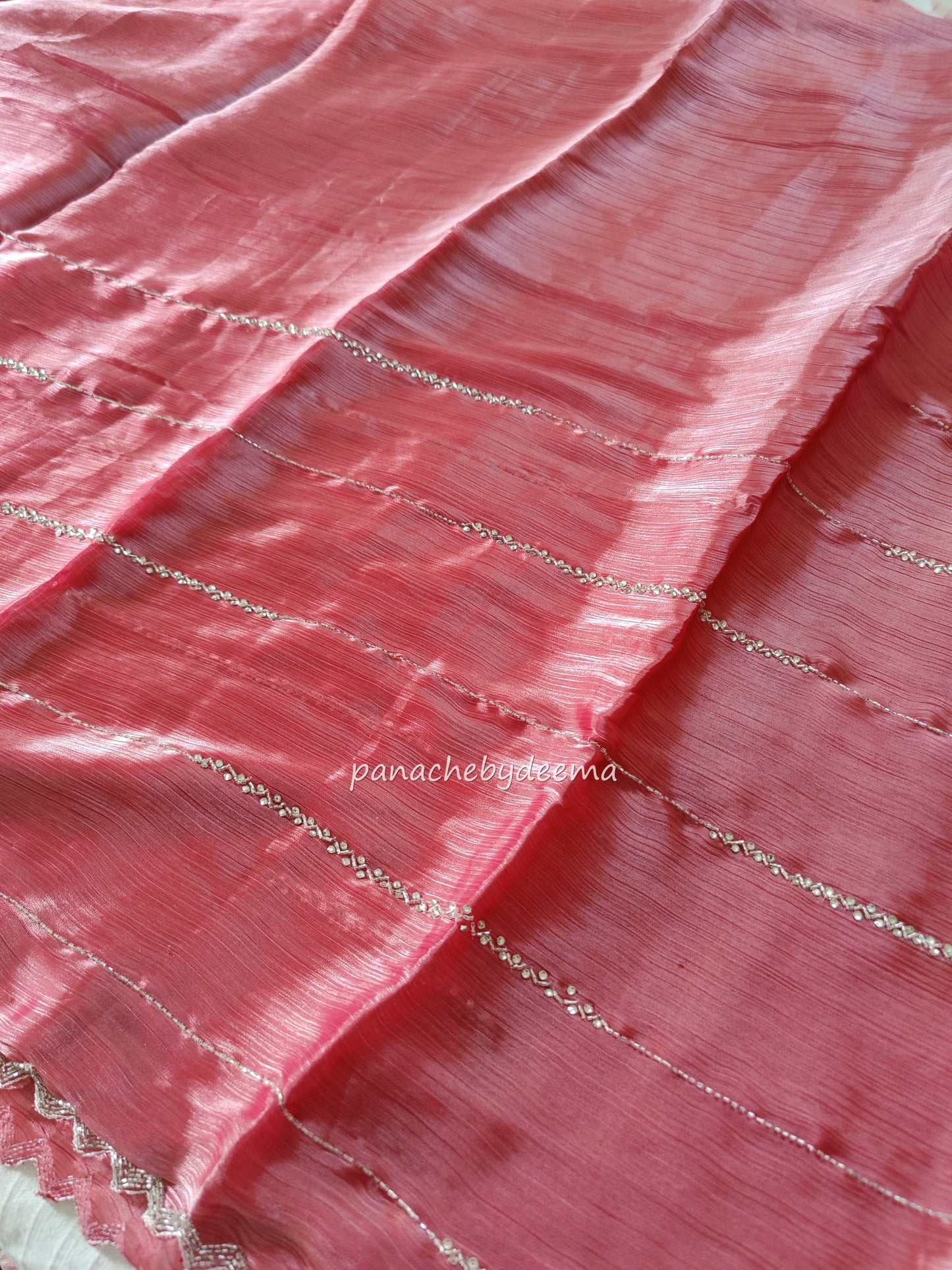 Tissue organza with heavy handwork| Pink | TS3
