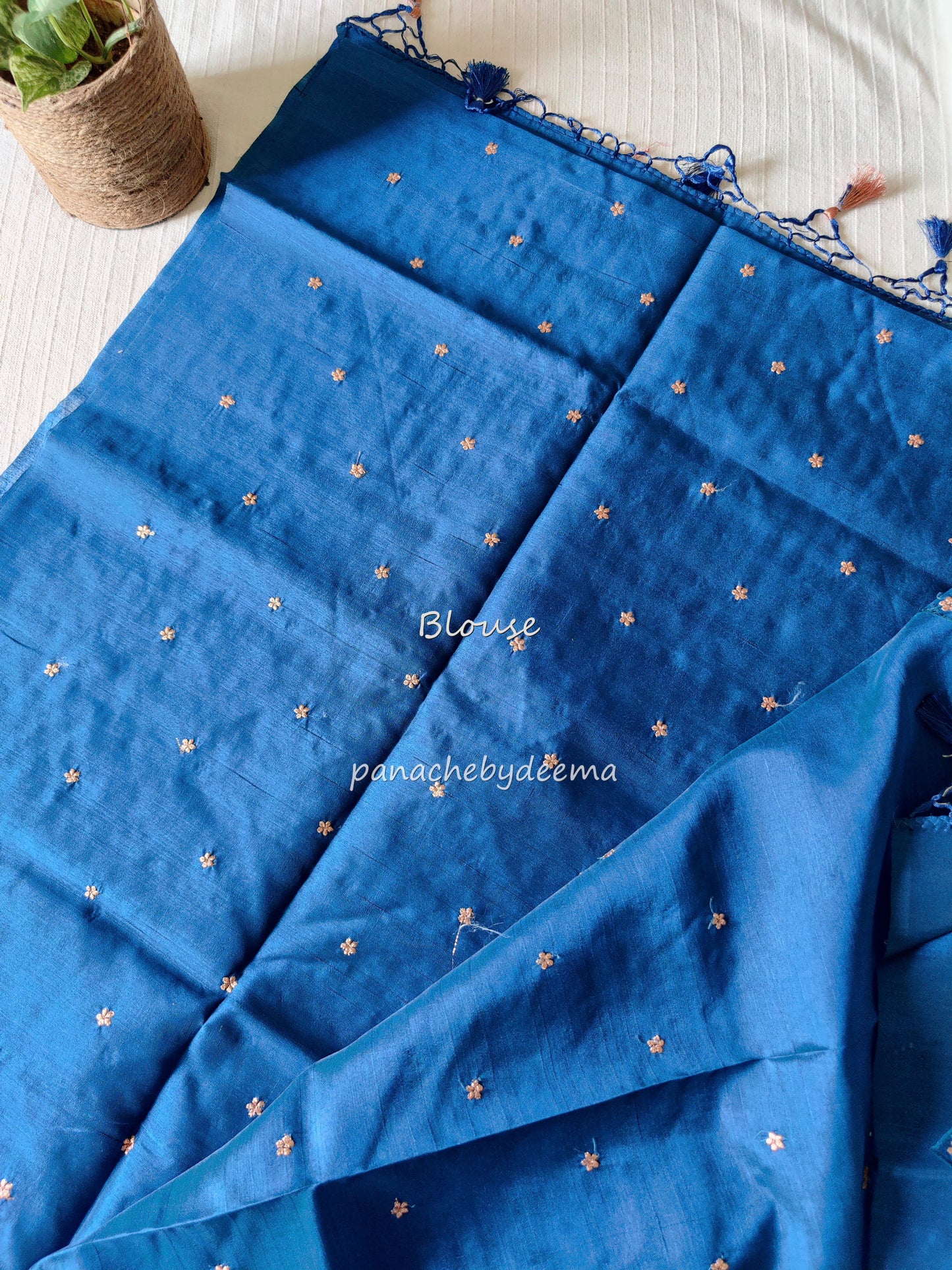 Matka silk designer saree with cut work borders and embroidery | Teal blue | MT18