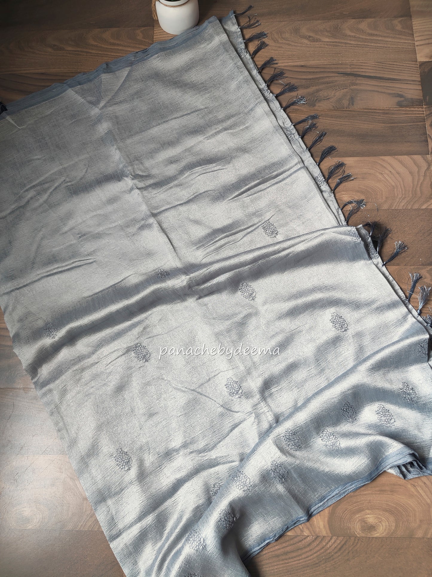 Beautiful flowy party wear saree with thread embroidery, comes with contrast blouse| Light slate blue | DS102