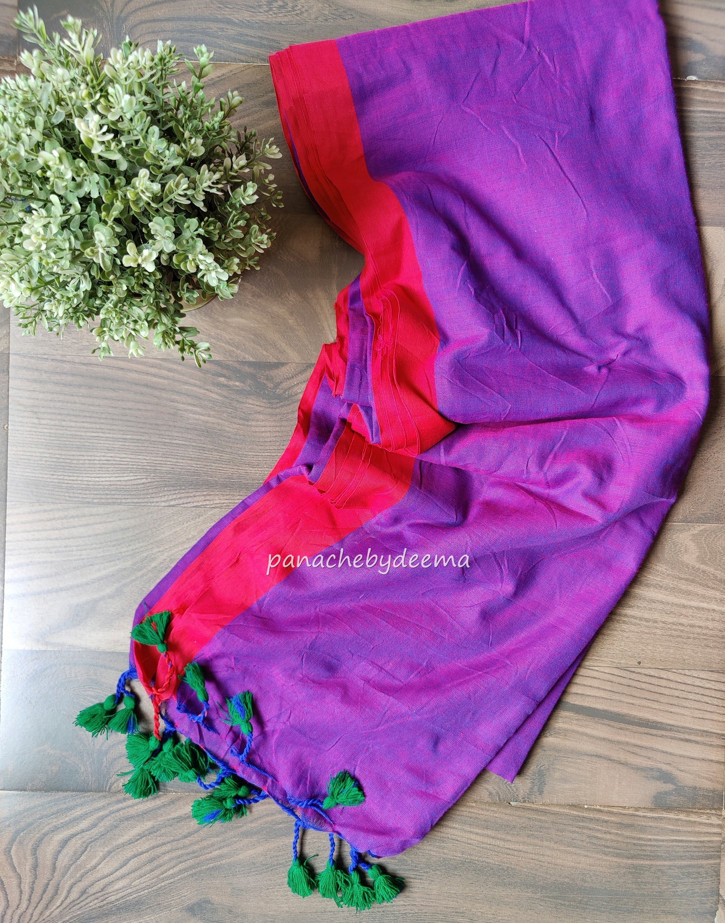 Mul cotton plain saree with borders |Violet with pink border| PK3